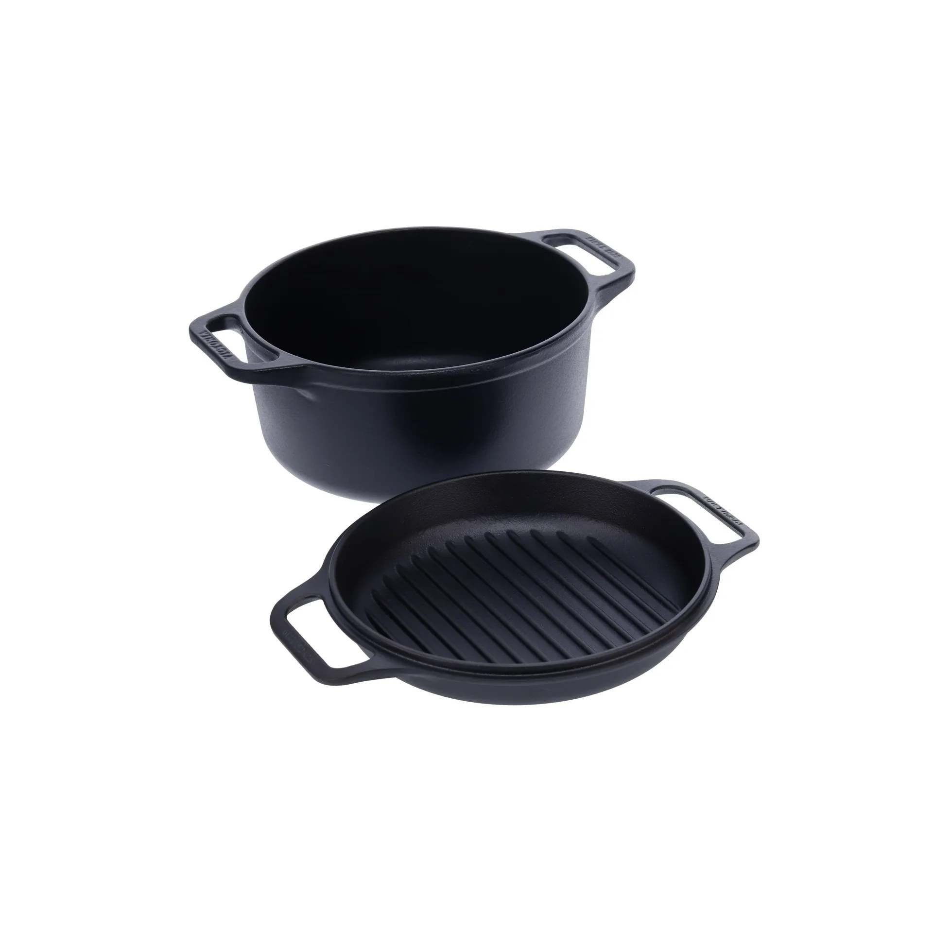 Victoria Combo Cooker valurautapata-paistinpannusetti 2 osaa Musta