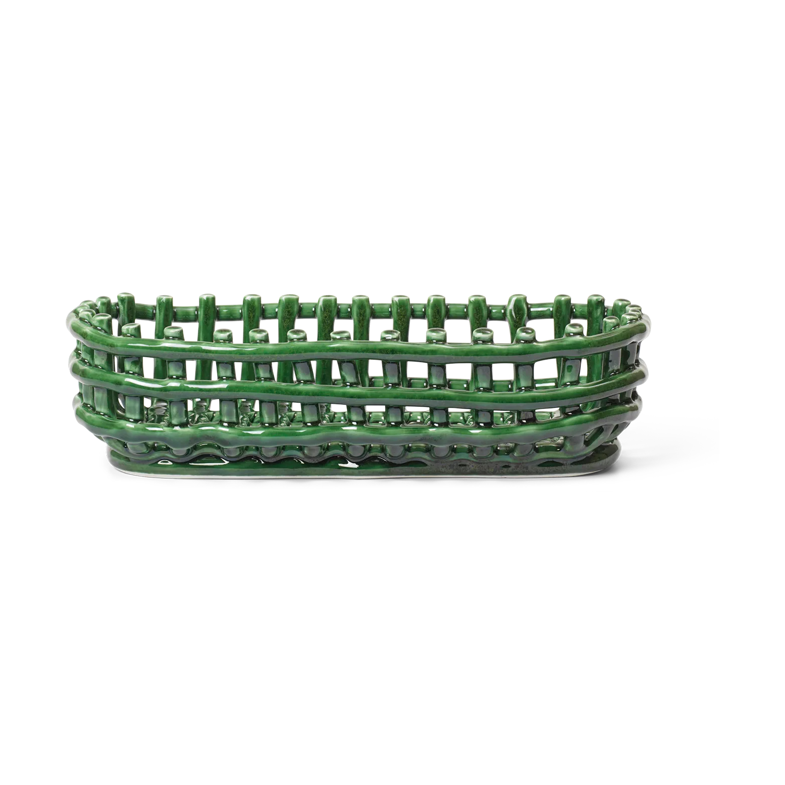 Ferm Living Ceramic letitetty kori soikea 15x30 cm Emerald Green