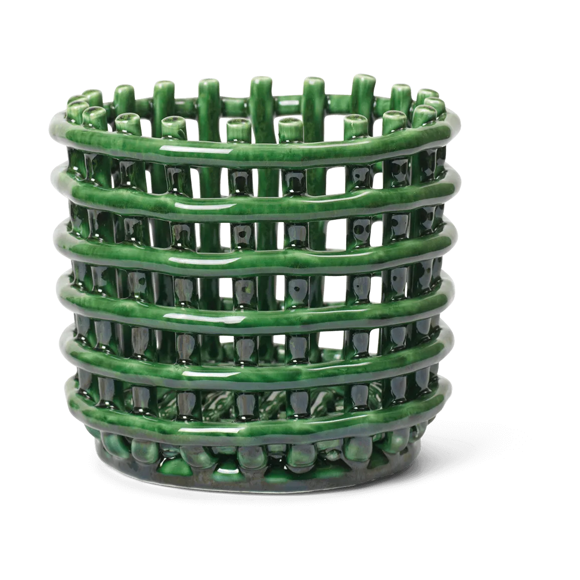 Ferm Living Ceramic punottu kori Ø 16 cm Emerald Green