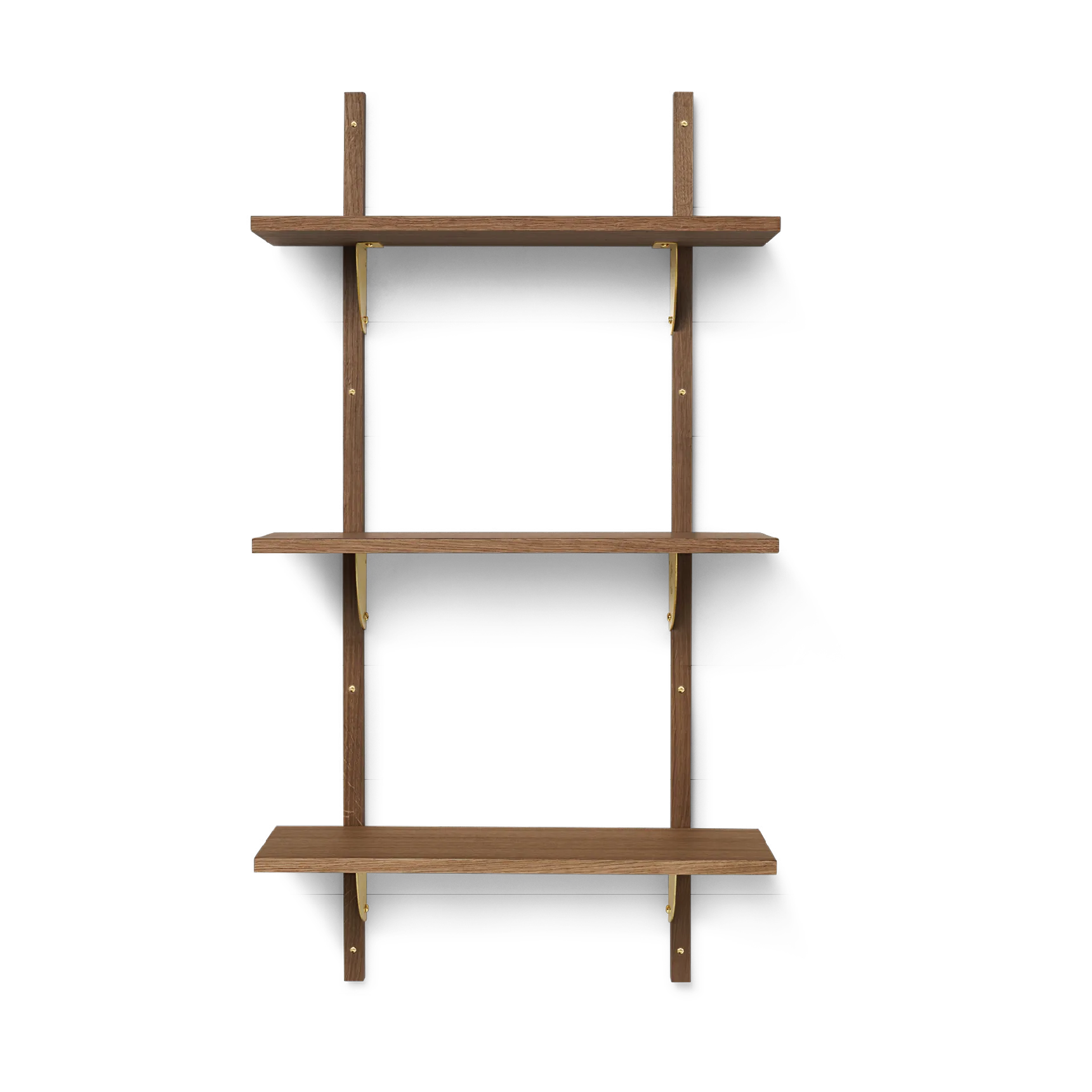 Ferm Living Sector hylly triple narrow Smoked Oak, brass