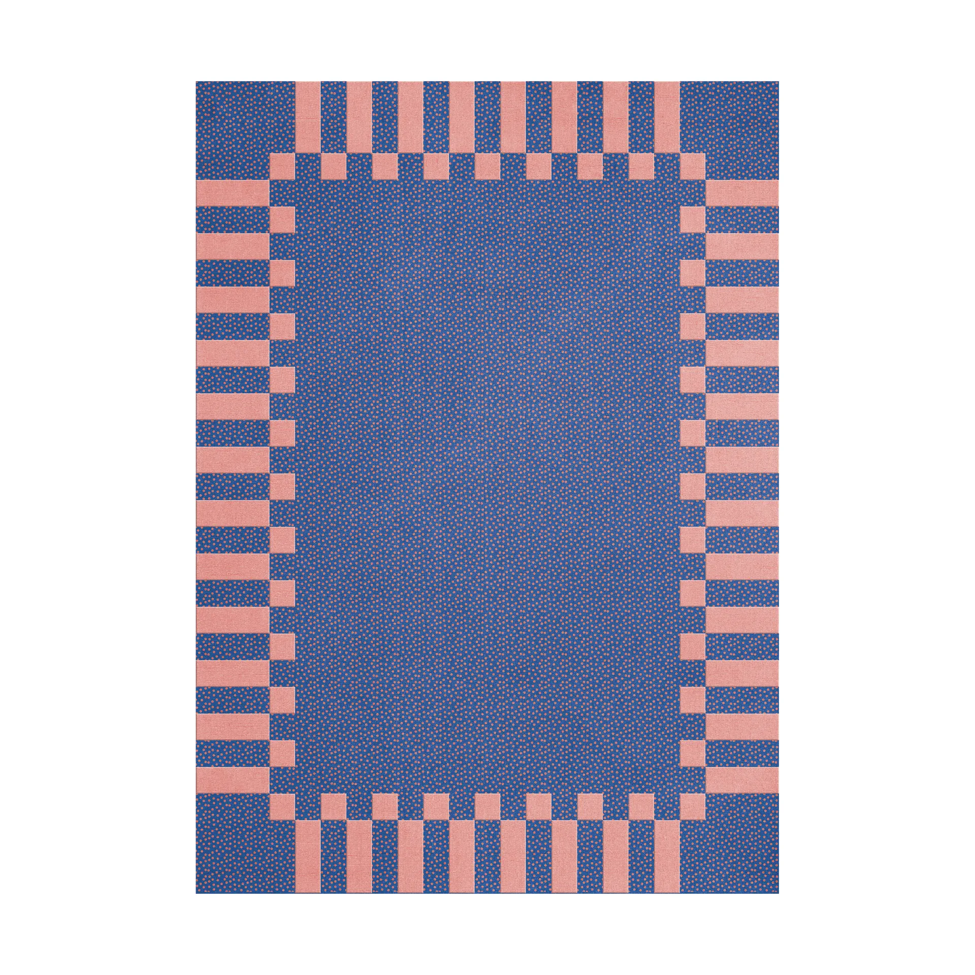 Layered Teklan frame villamatto Cobalt salmon, 250x350 cm