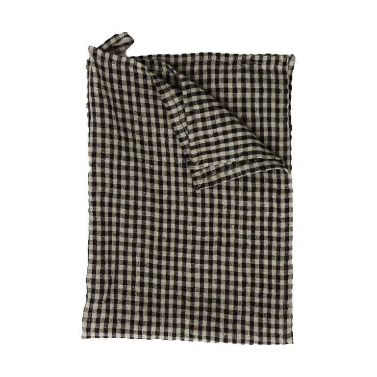 Olsson & Jensen Vipa keittiöpyyhe pellavaa 45x65 cm Musta-hiekka