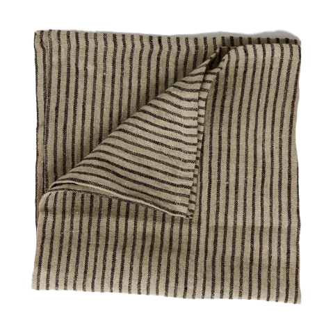 Olsson & Jensen Stripe pellavaservetti 45x45 cm Musta-hiekka