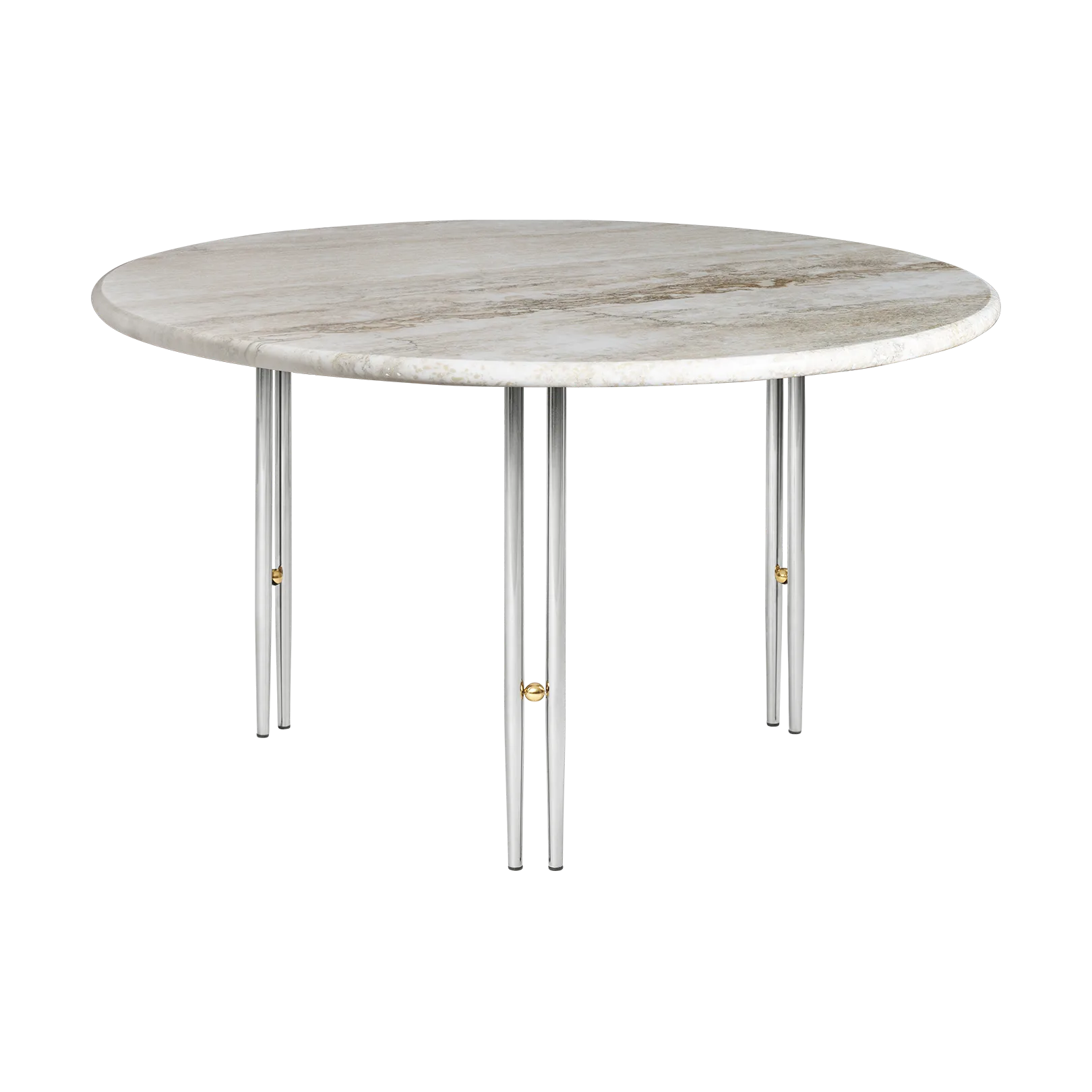 GUBI IOI sohvapöytä Rippled beige-kromijalusta ø70 cm