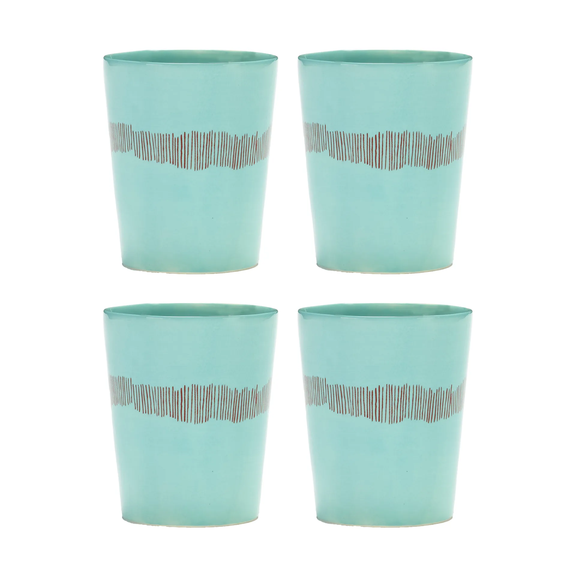Serax Ottolenghi Feast teekuppi 33 cl 4-pakkaus Azure stripes-red