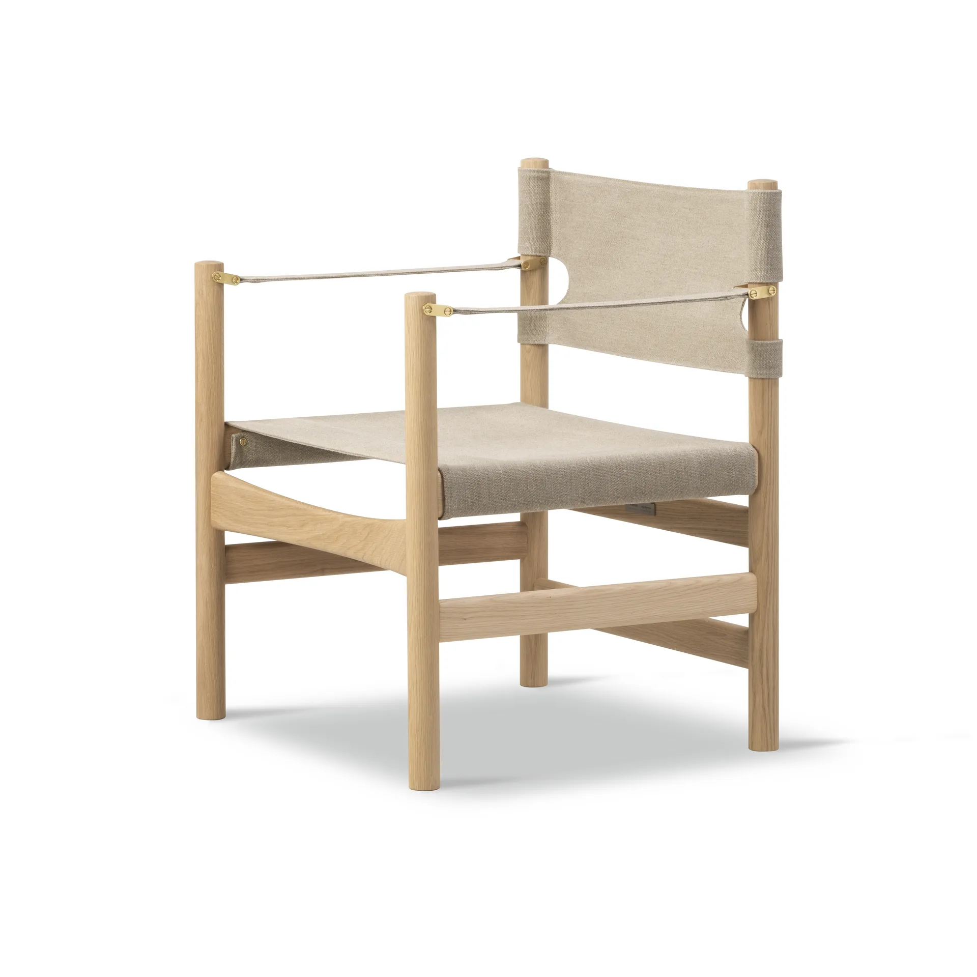 Fredericia Furniture Canvas 21 käsinojatuoli Naturell canvas vaaleasti öljytty tammi