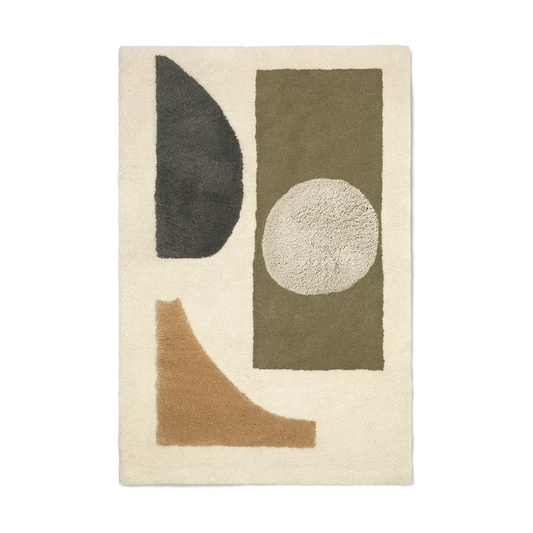 Ferm Living Bloco tuftattu matto Green-off white, 80x120 cm