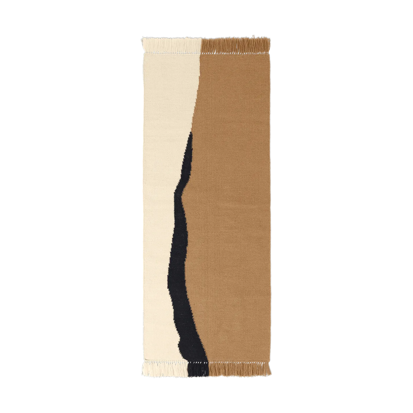 Ferm Living Soil Kelim kävelymatto Dark sand-off white, 70x180 cm