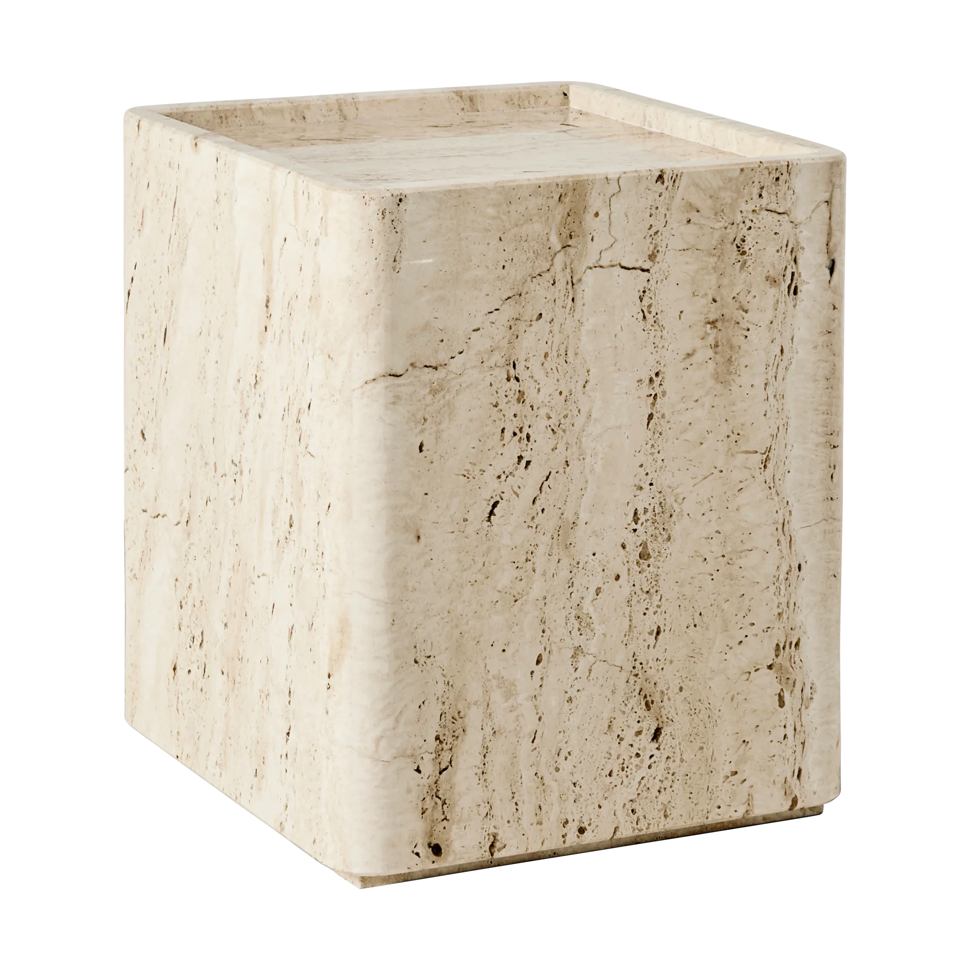 GUBI Pietra sivupöytä 33x33x40 cm Neutraali valkoinen travertiini