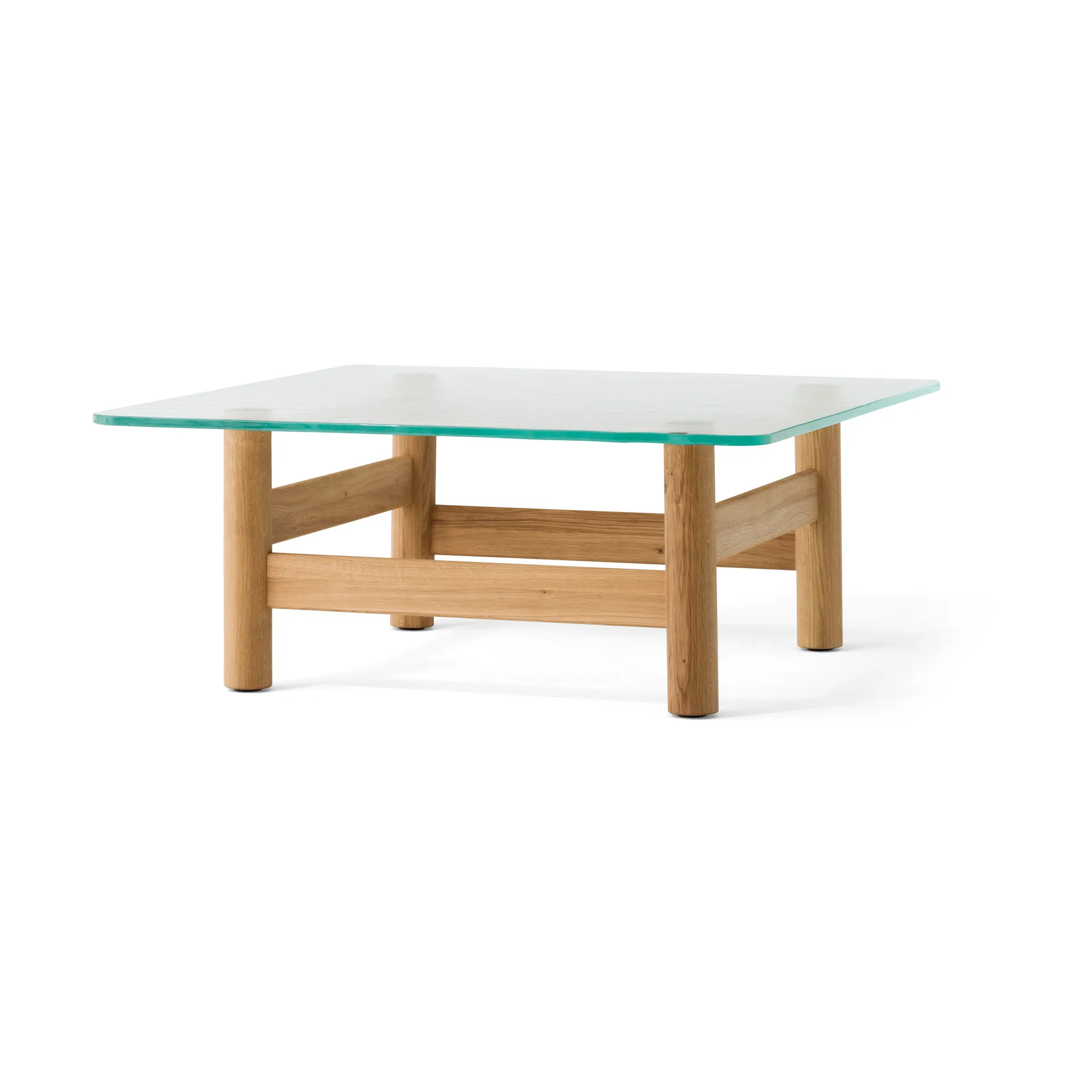 Audo Copenhagen Brasilia sohvapöytä 100x100 cm Natural oak-clear glass