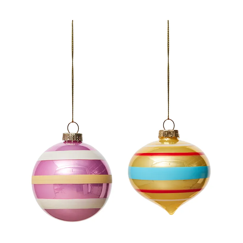 OYOY Vintage Christmas lasipallo No. 1 joulupallo 2 osaa Monivärinen