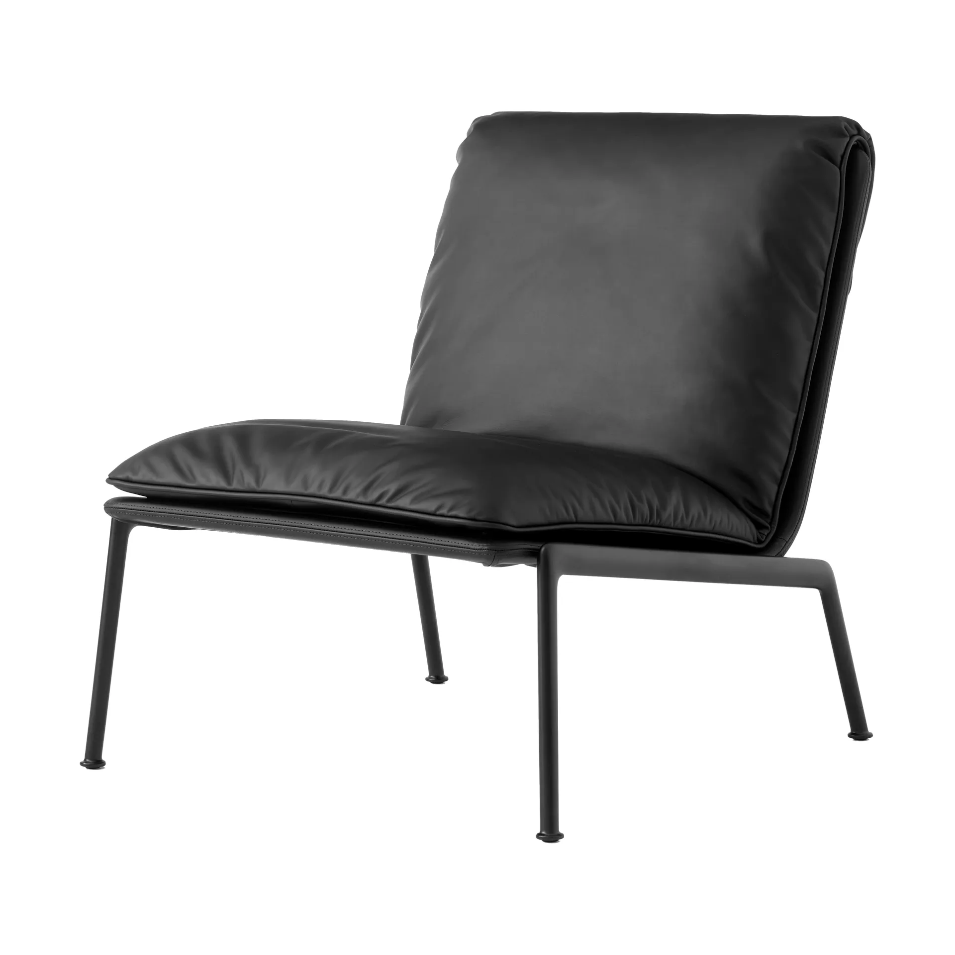 &Tradition Muno LN18 lounge-nojatuoli Dark chrome-Noble leather Black