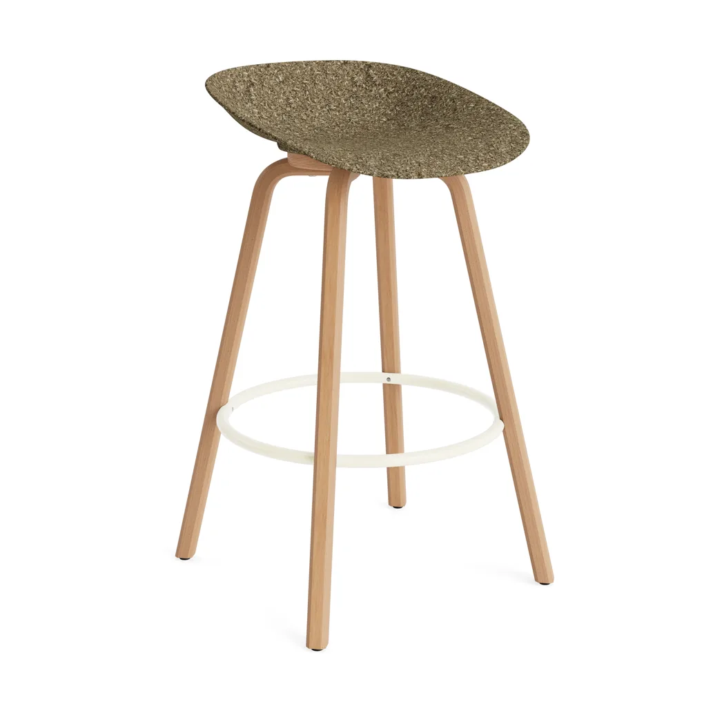 Normann Copenhagen Mat Barstool baarijakkara 75 cm Seaweed-beech-cream steel