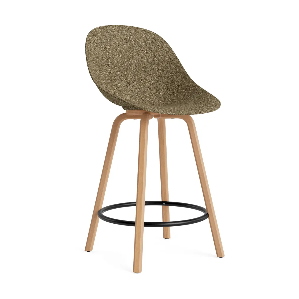Normann Copenhagen Mat Bar Chair baarituoli 65 cm Seaweed-pyökki-musta teräs