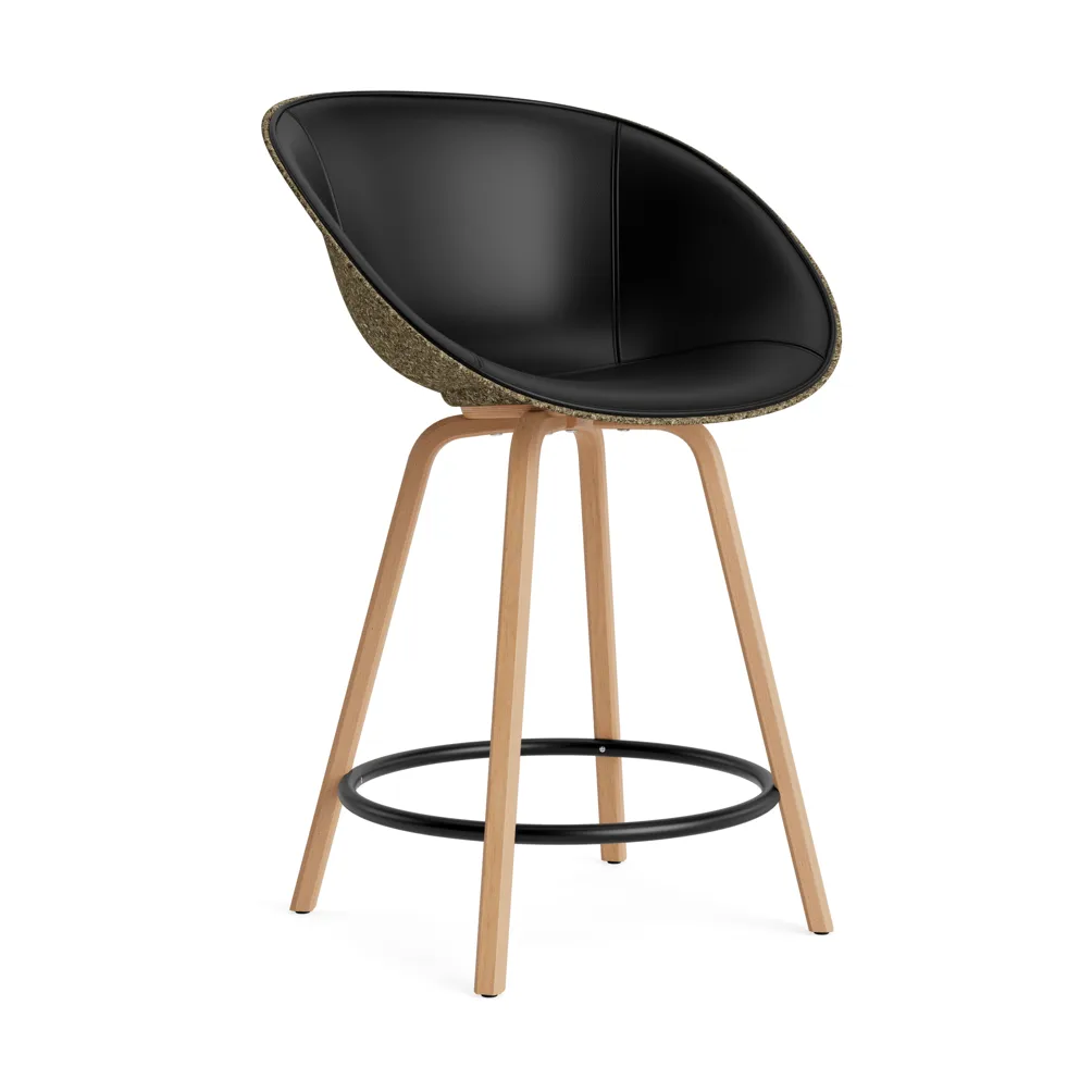 Normann Copenhagen Mat Bar Armchair käsinojallinen tuoli etupuoliverhoiltu 65 cm Ultra 41599-seaweed-beech-black steel