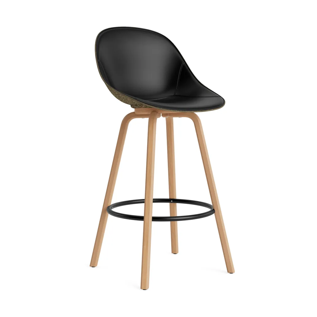 Normann Copenhagen Mat Bar Chair baarituoli etupuoliverhoiltu 75 cm. Ultra 41599-seaweed-beech-black steel