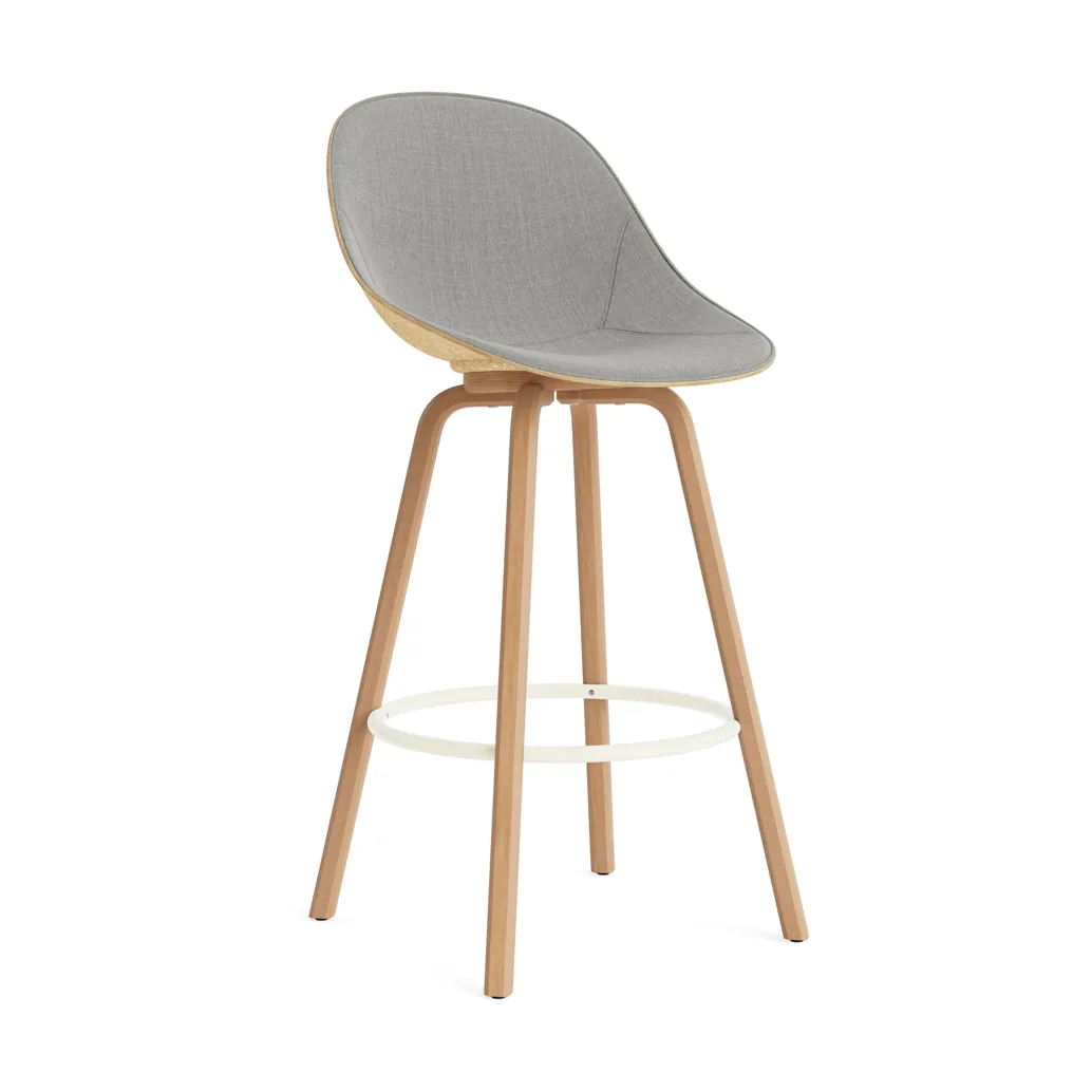 Normann Copenhagen Mat Bar Chair baarituoli etupuoliverhoiltu 75 cm. Remix 133-hemp-beech-cream steel.