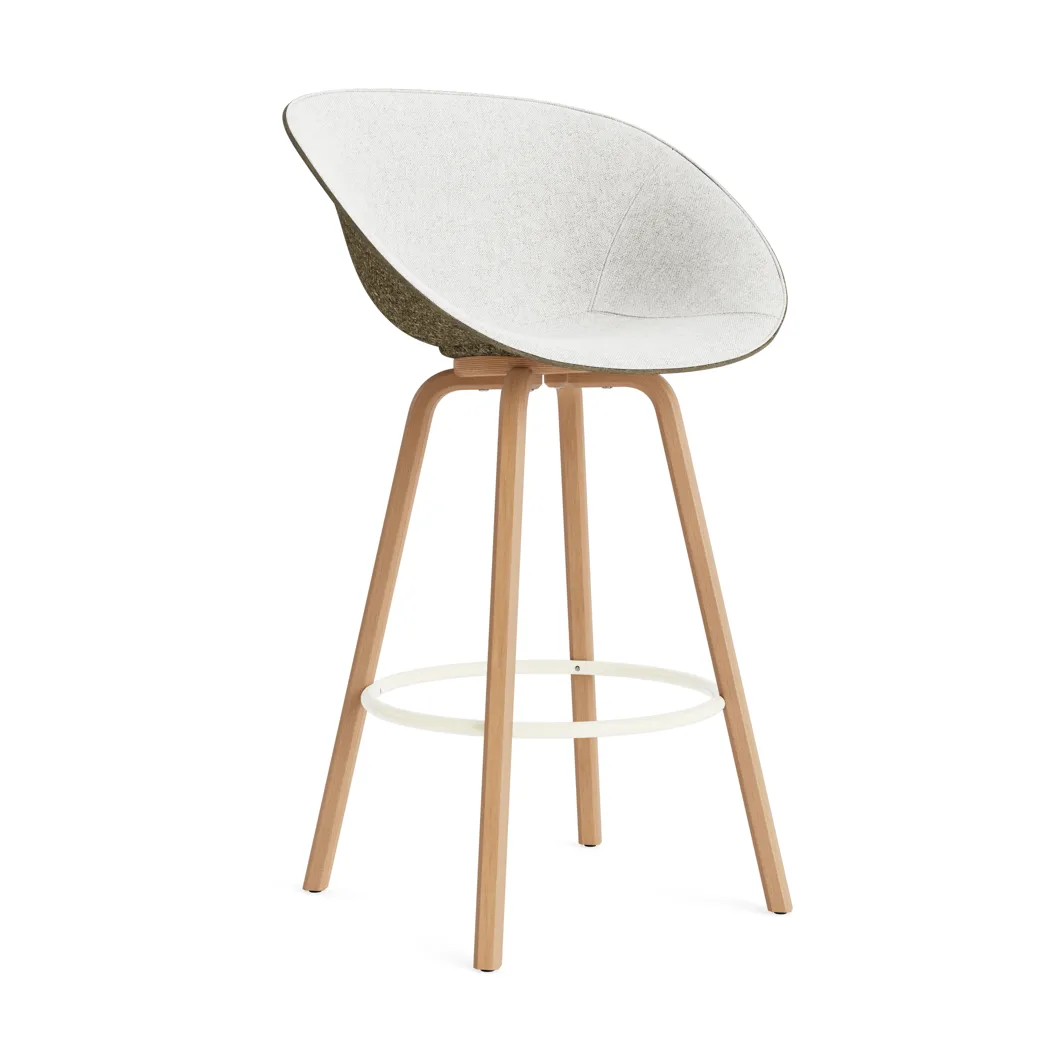 Normann Copenhagen Mat käsinojatuoli etupuoliverhoiltu 75 cm Hallingdal 110-seaweed-beech-cream steel