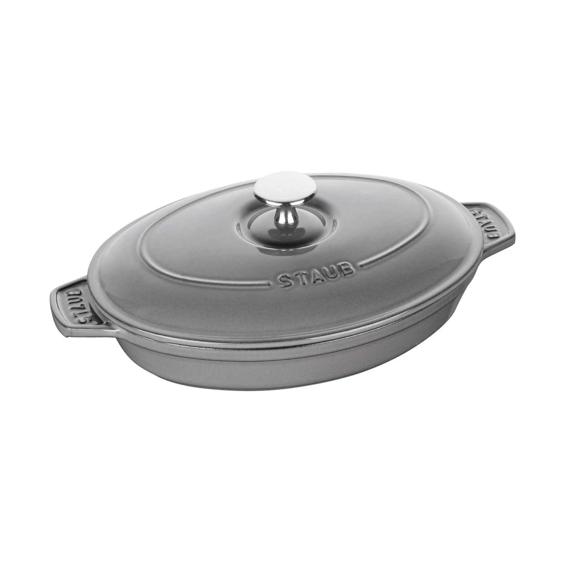 STAUB Staub valurautapata kannella ovaali 23 cm. Grafiitinharmaa