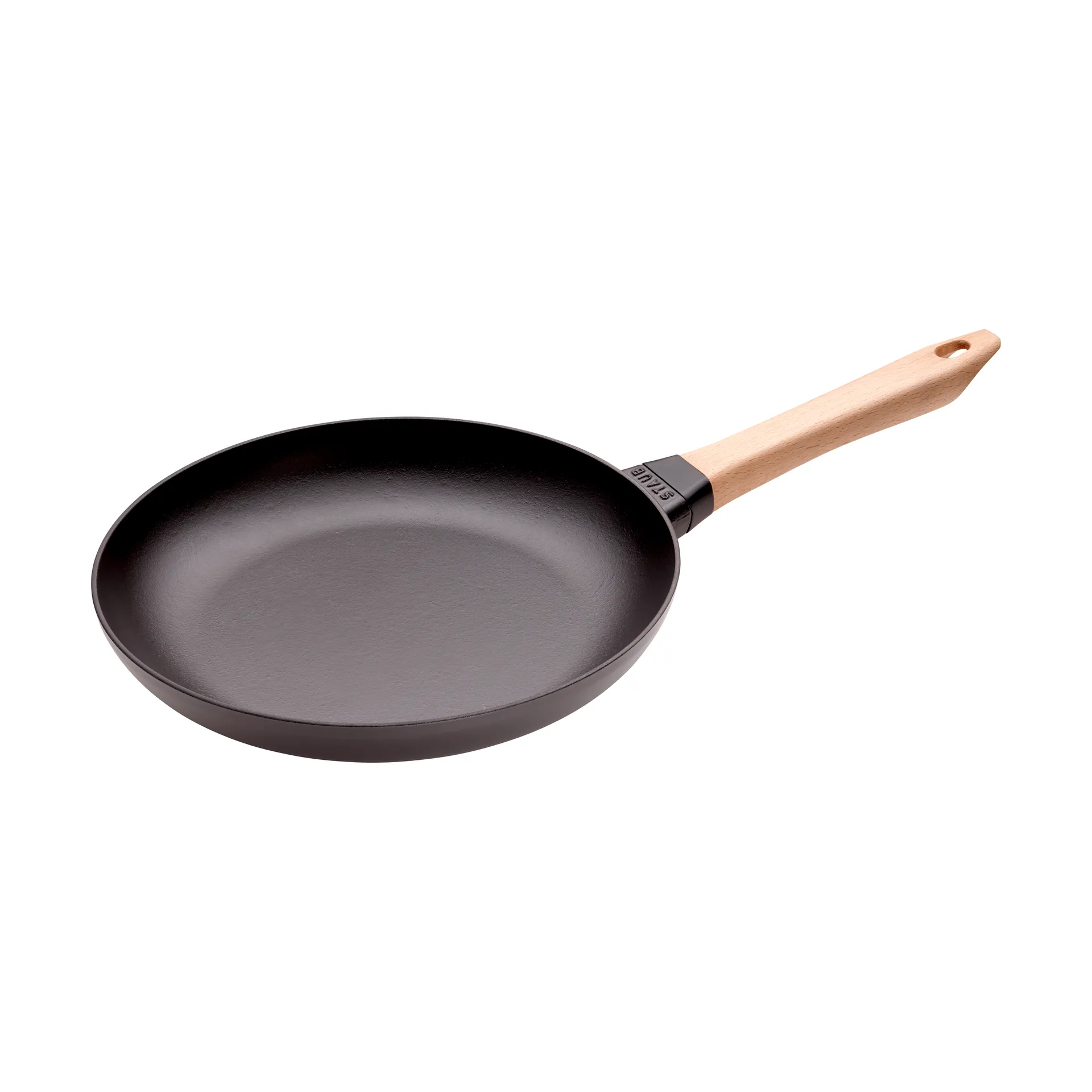 STAUB Staub paistinpannu valurauta musta vaalea puukahva. Ø28 cm