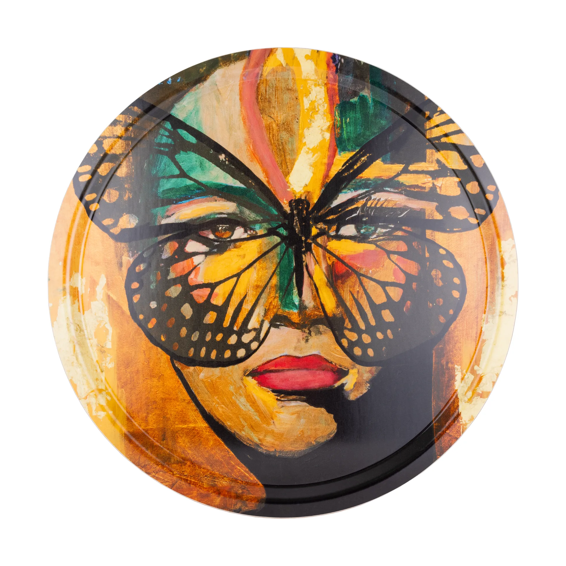 Carolina Gynning Golden Butterfly-tarjotin Ø46 cm. Orange-black