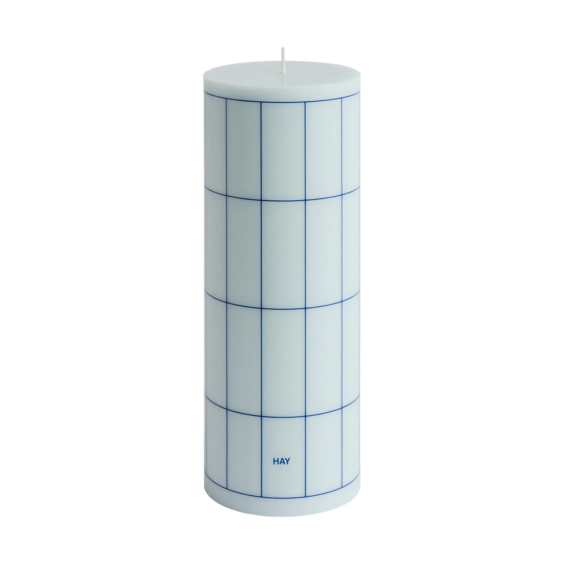 HAY Column Candle pöytäkynttilä large 25 cm Light blue-blue grid check