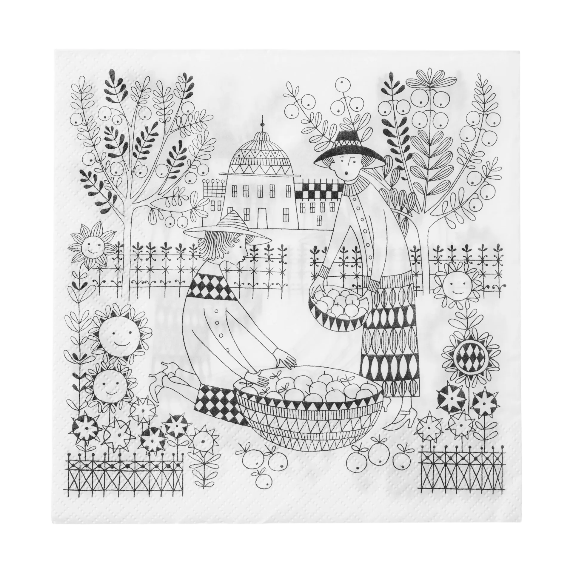 Arabia Emilia paperinen lautasliina 33x33 cm 20-pack Musta-valkoinen