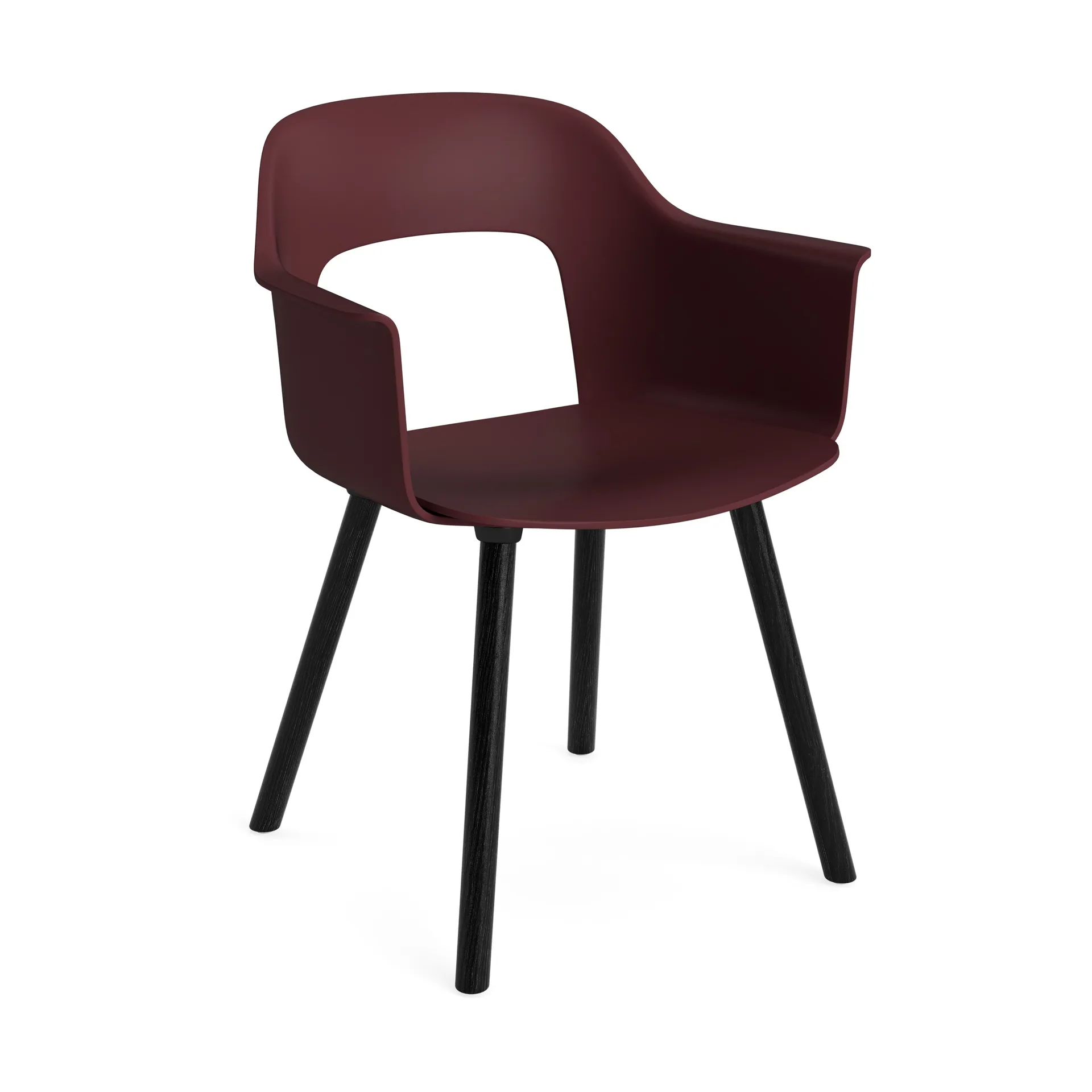 HAY Layout-nojatuoli 221 käsinojallinen tuoli Bordeaux-sävytetty mustalakattu tammi