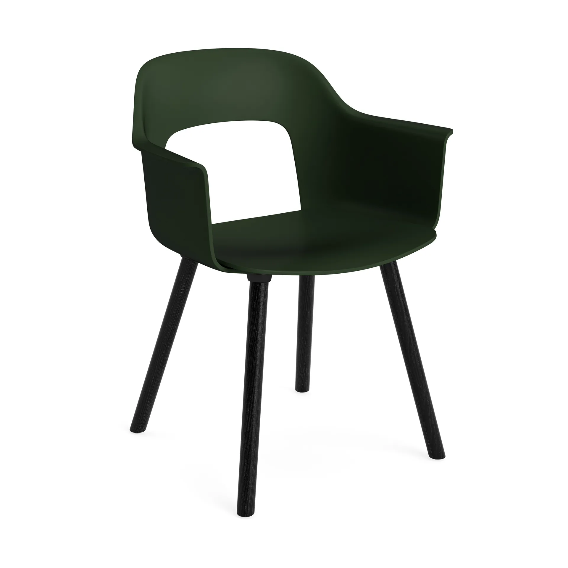HAY Layout-nojatuoli 221 käsinojallinen tuoli Bottle green-tummaksi lakkattu tammi