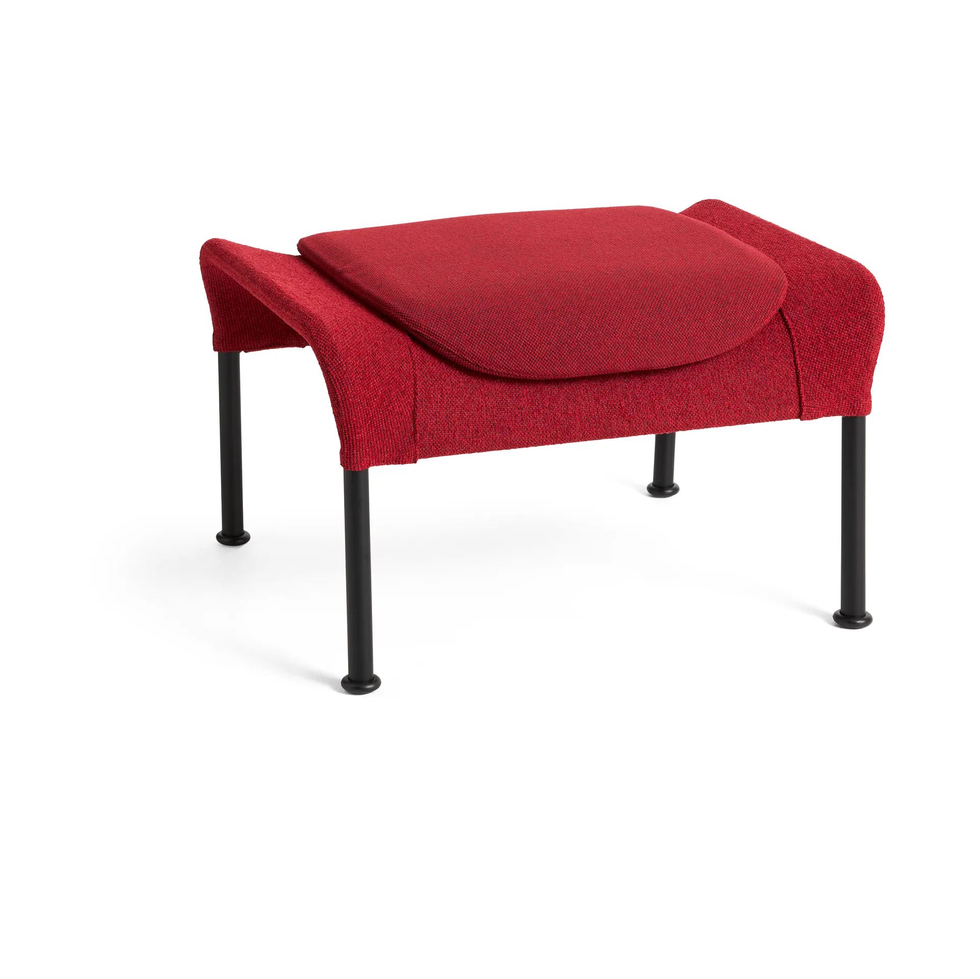 HAY O2 Ottoman jalkarahi Soft red-musta-lakattu teräs