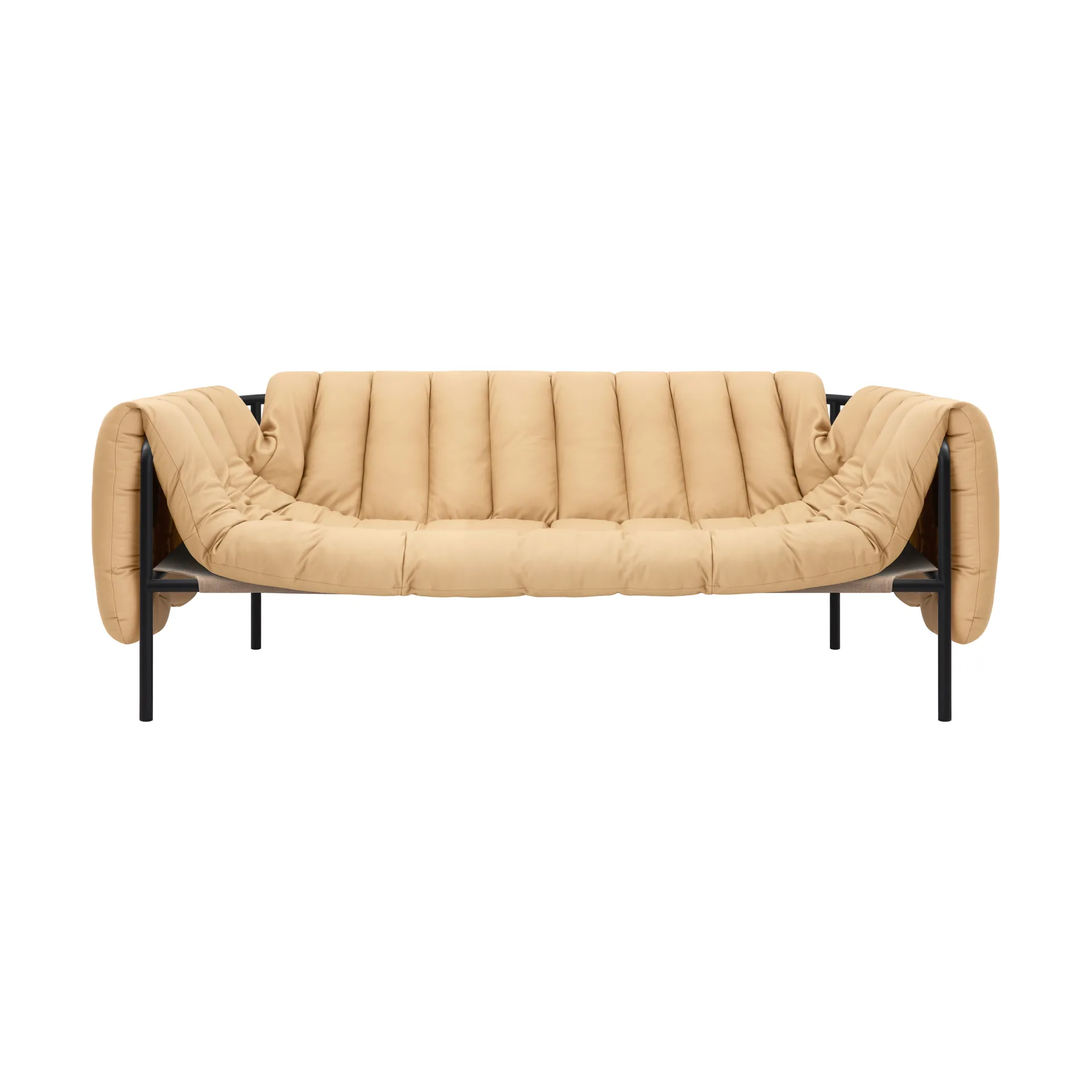 Hem Puffy 2,5-istuttava sohva 205 cm Sand leather-black grey