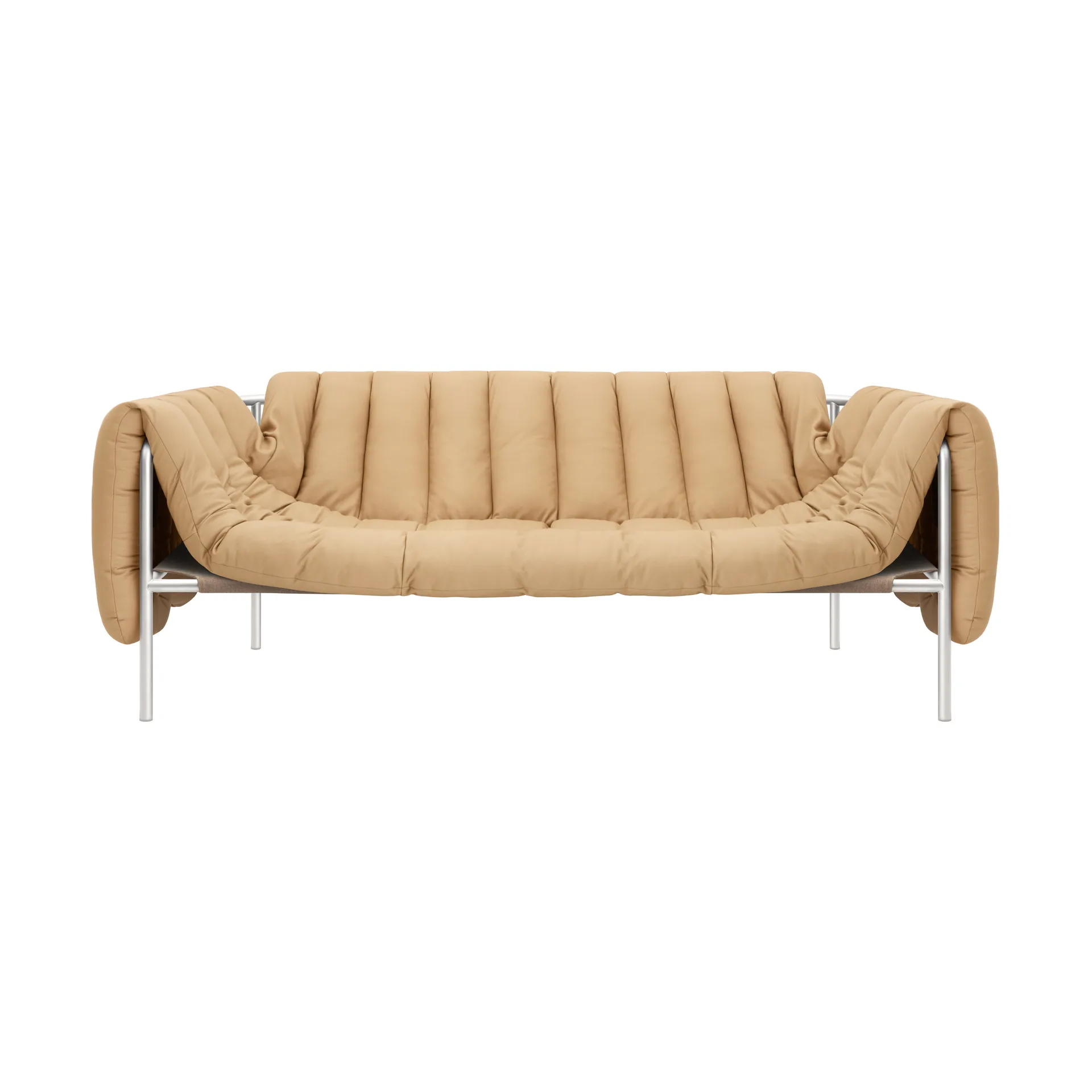 Hem Puffy 2,5-istuttava sohva 205 cm Sand leather-ruostumaton teräs