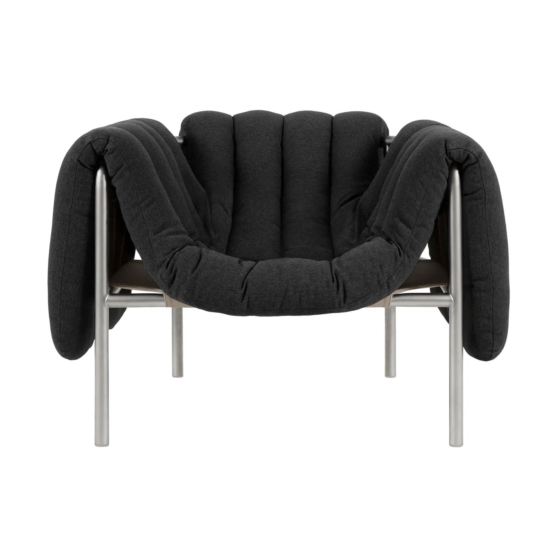 Hem Puffy lounge-nojatuoli Anthracite-ruostumaton teräs