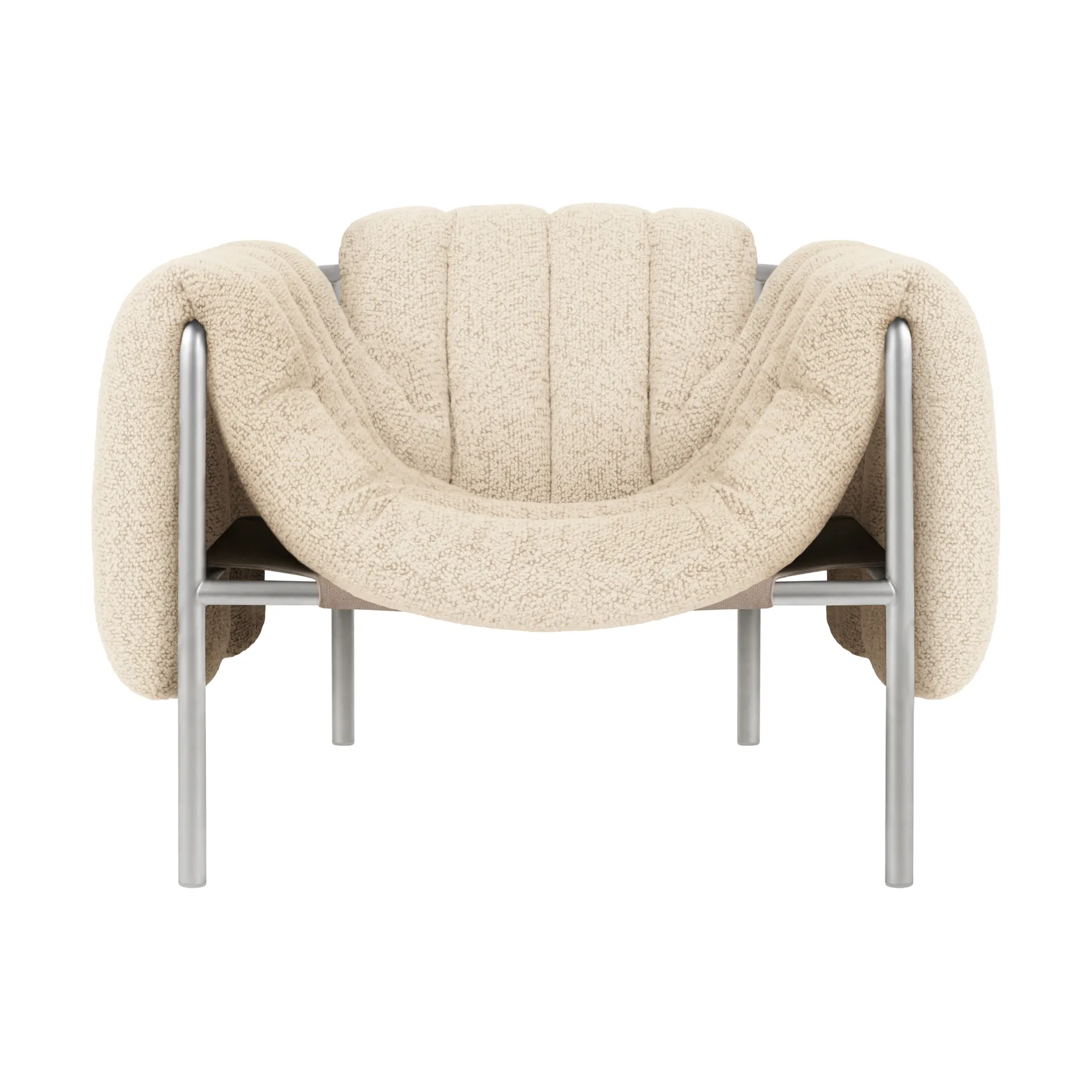 Hem Puffy lounge-nojatuoli Eggshell-ruostumaton teräs