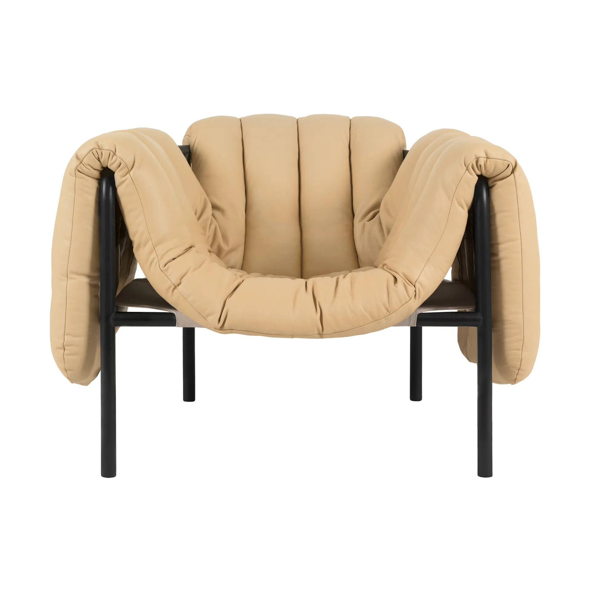 Hem Puffy lounge-nojatuoli Sand leather-black grey