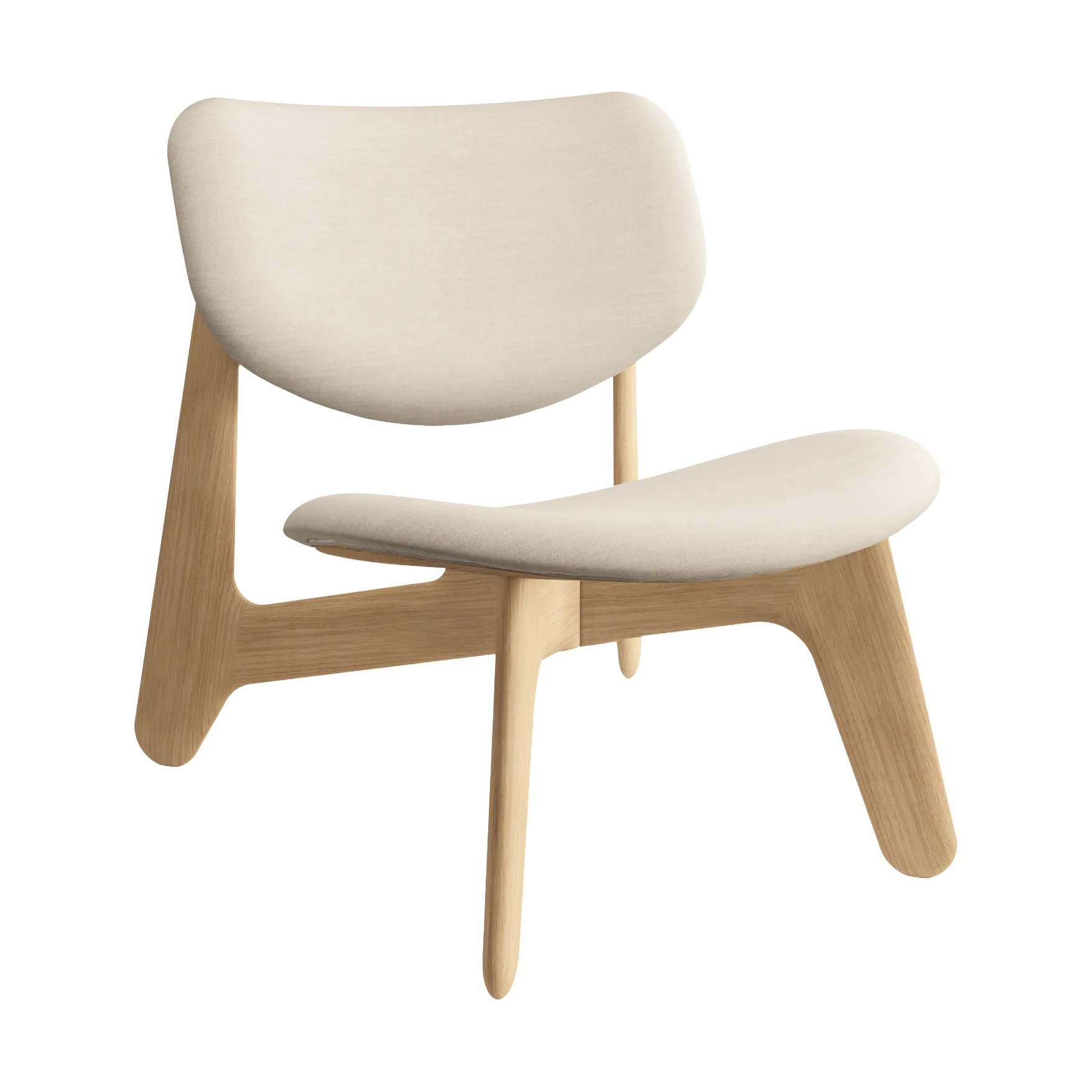 Tom Dixon Slab lounge-tuoli verhoiltu istuin Natural harjattu tammi-Linara 05 CMHR Cream