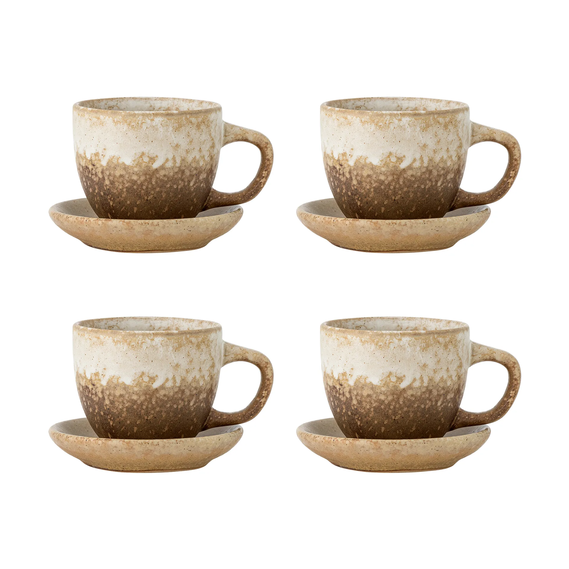 Bloomingville Brenta muki ja aluslautanen 4-pack Luonnollinen