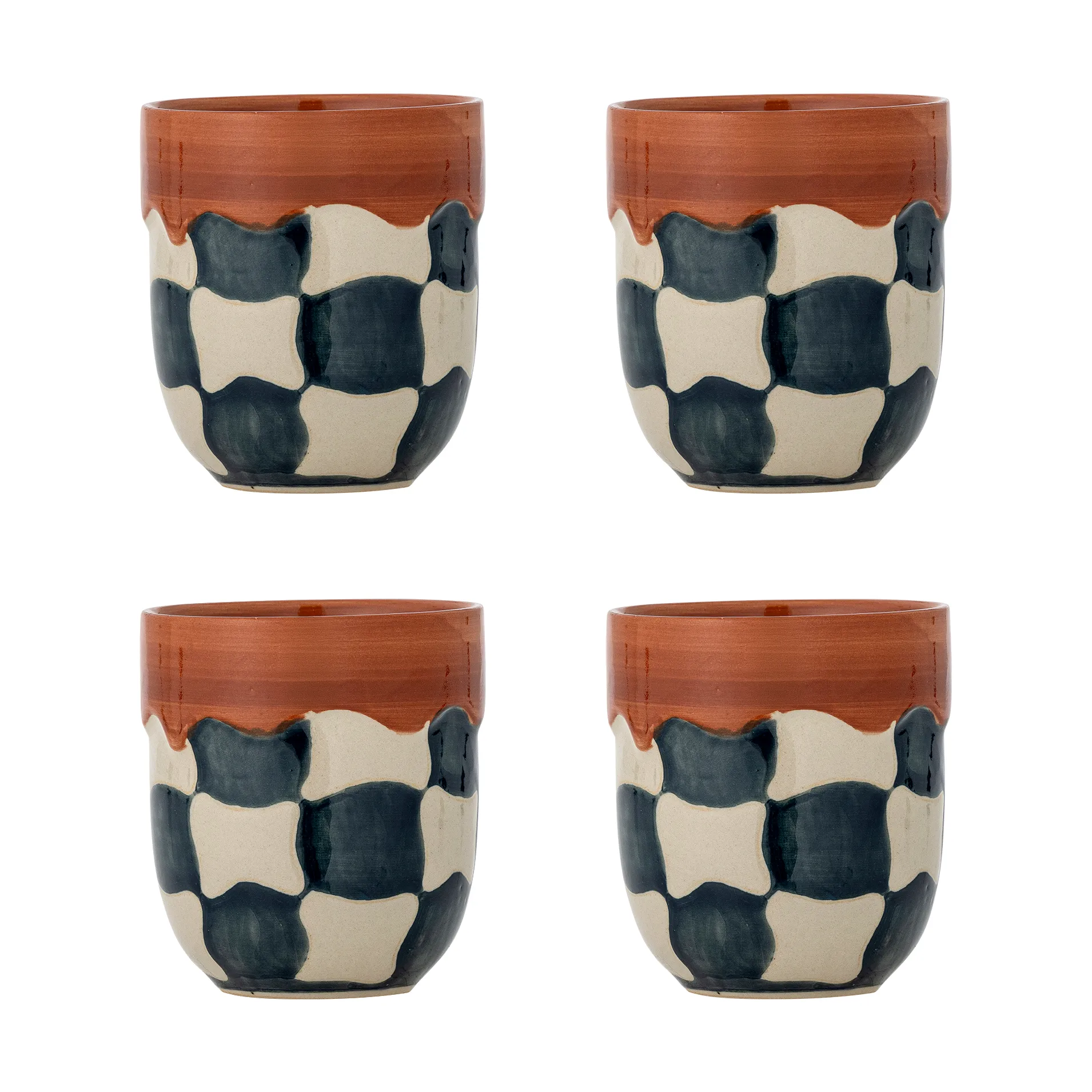 Bloomingville Check muki 4-pack Sininen