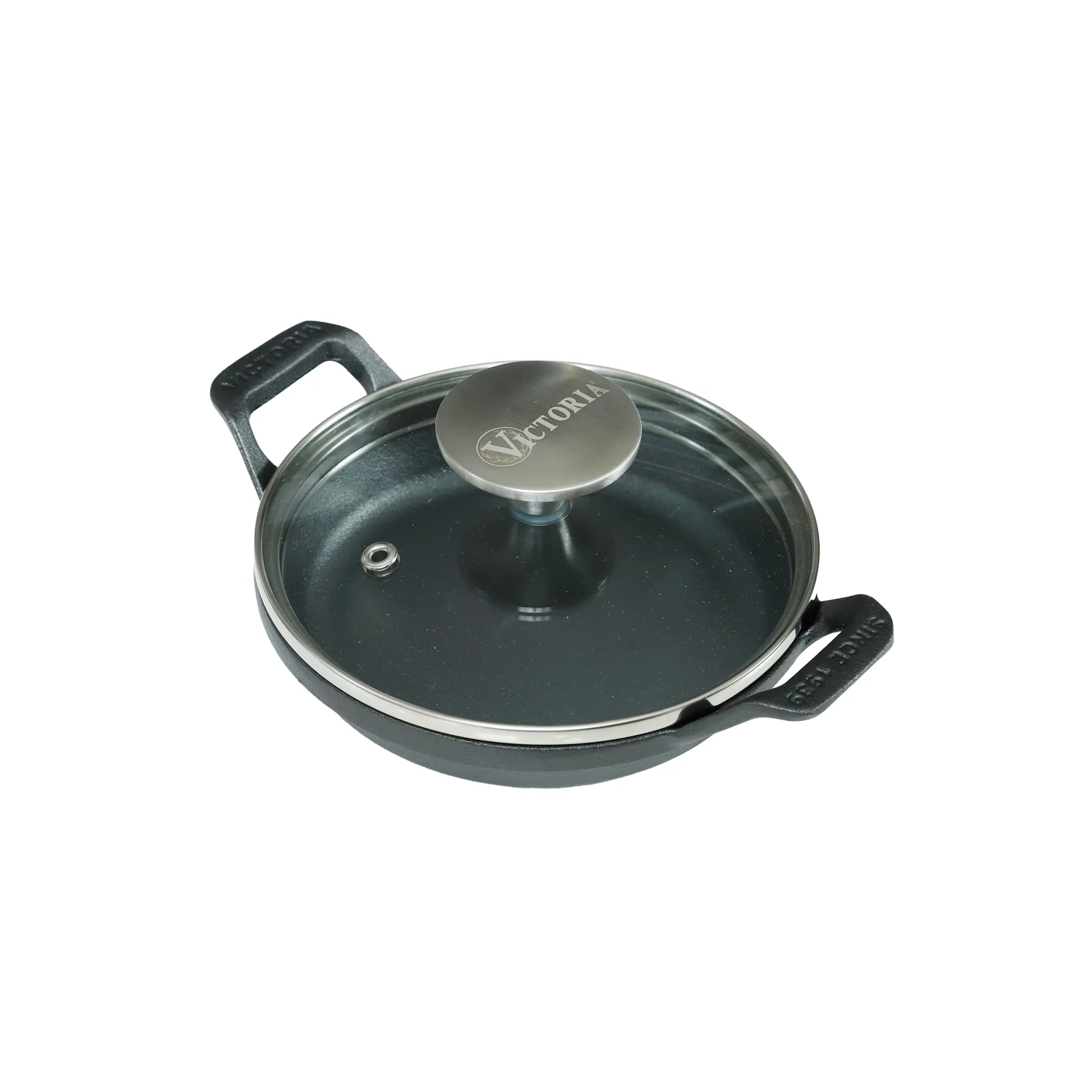 Victoria Mini pyöreä valurautapata lasikannella, esimaustettu Ø14 cm