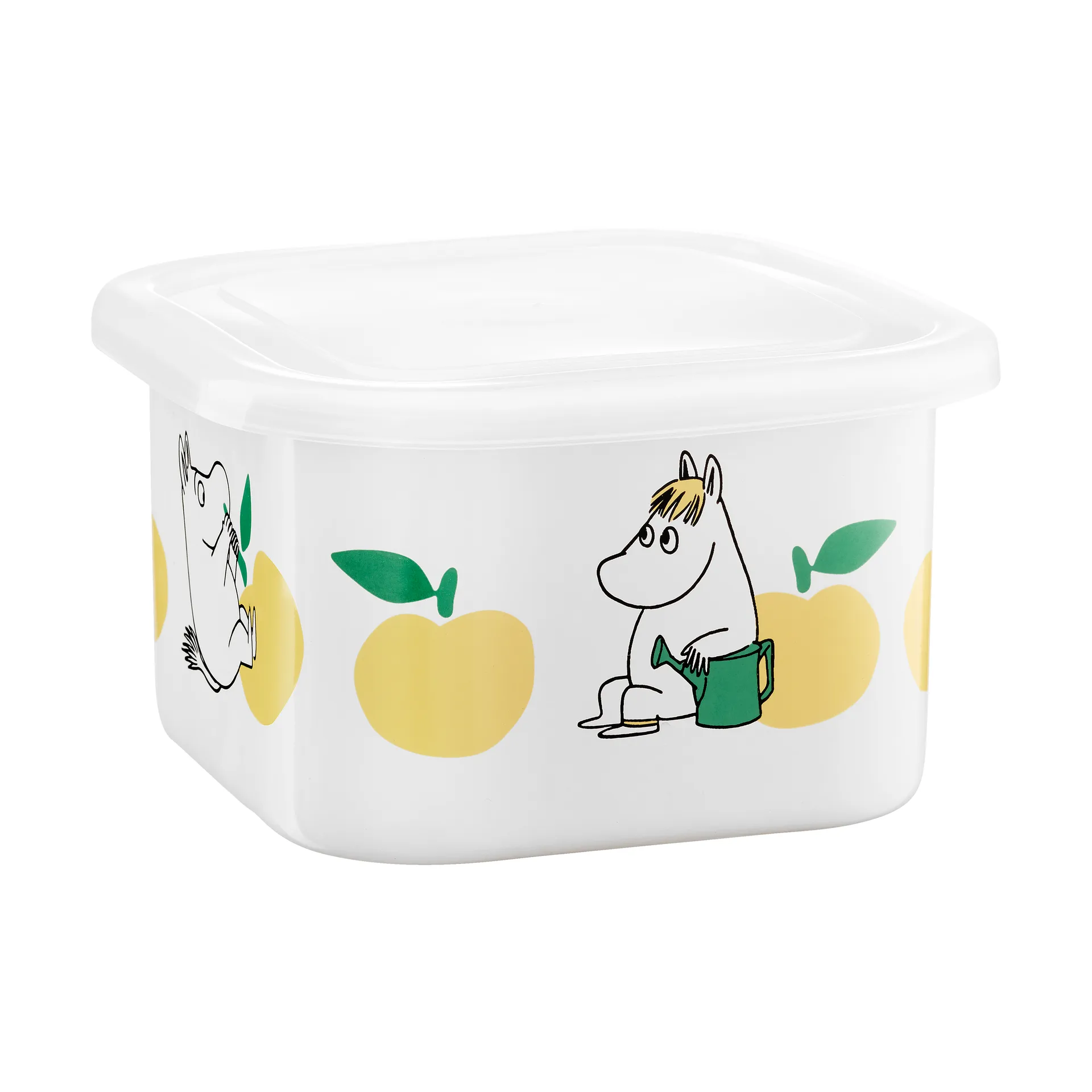 Muurla Mumin emalipurkki kannella 1 L Joyfull Apples keltainen