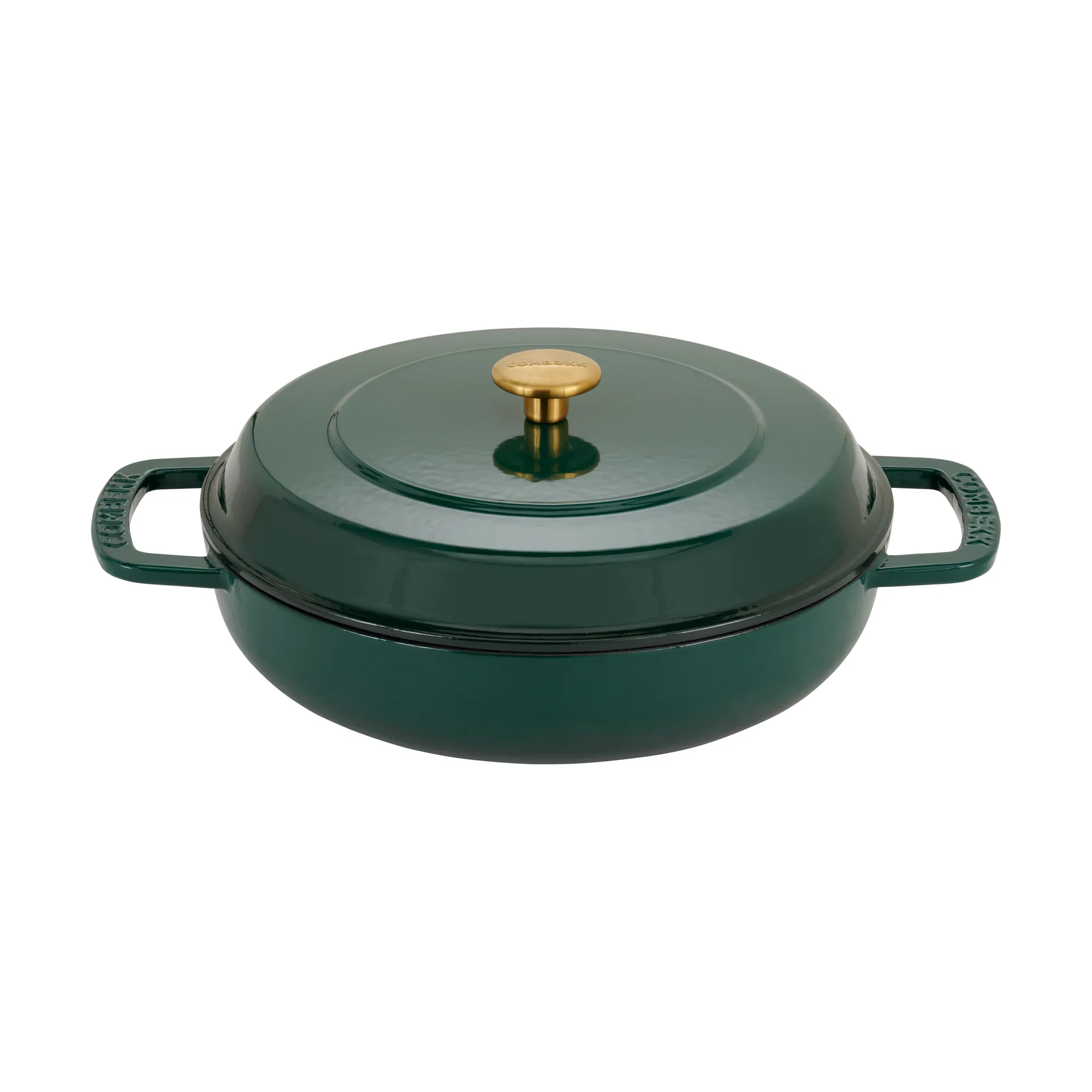 Combekk Combekk emaloitu valurautainen traktöripannu Ø28 cm Holly Green-gold nuppi