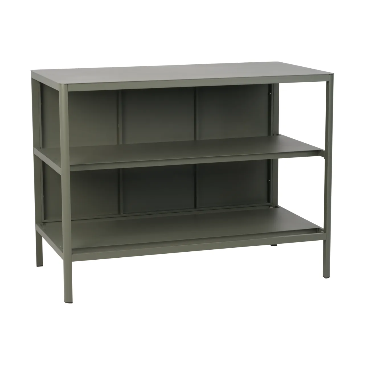 Brafab Kelia ulkokeittiön penkki hyllyillä Nordic green, 121x91x64 cm