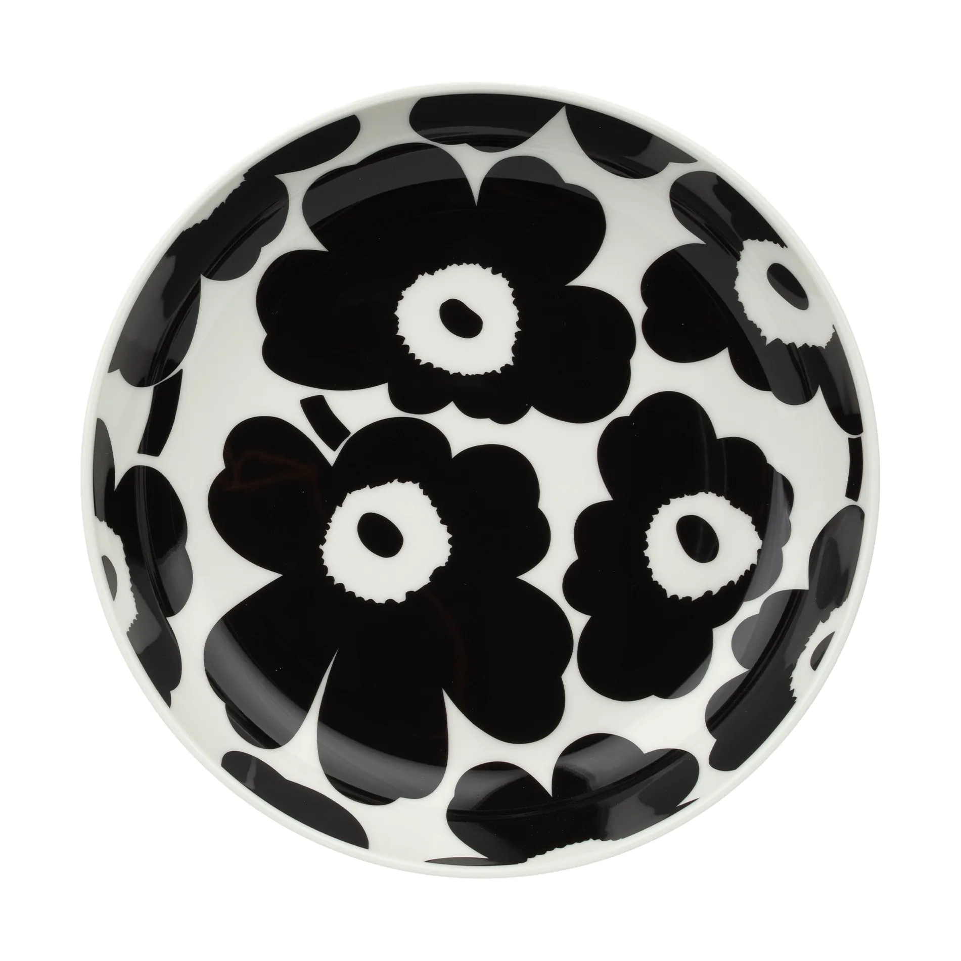 Marimekko Unikko syvä lautanen Ø20,5 cm Musta-valkoinen