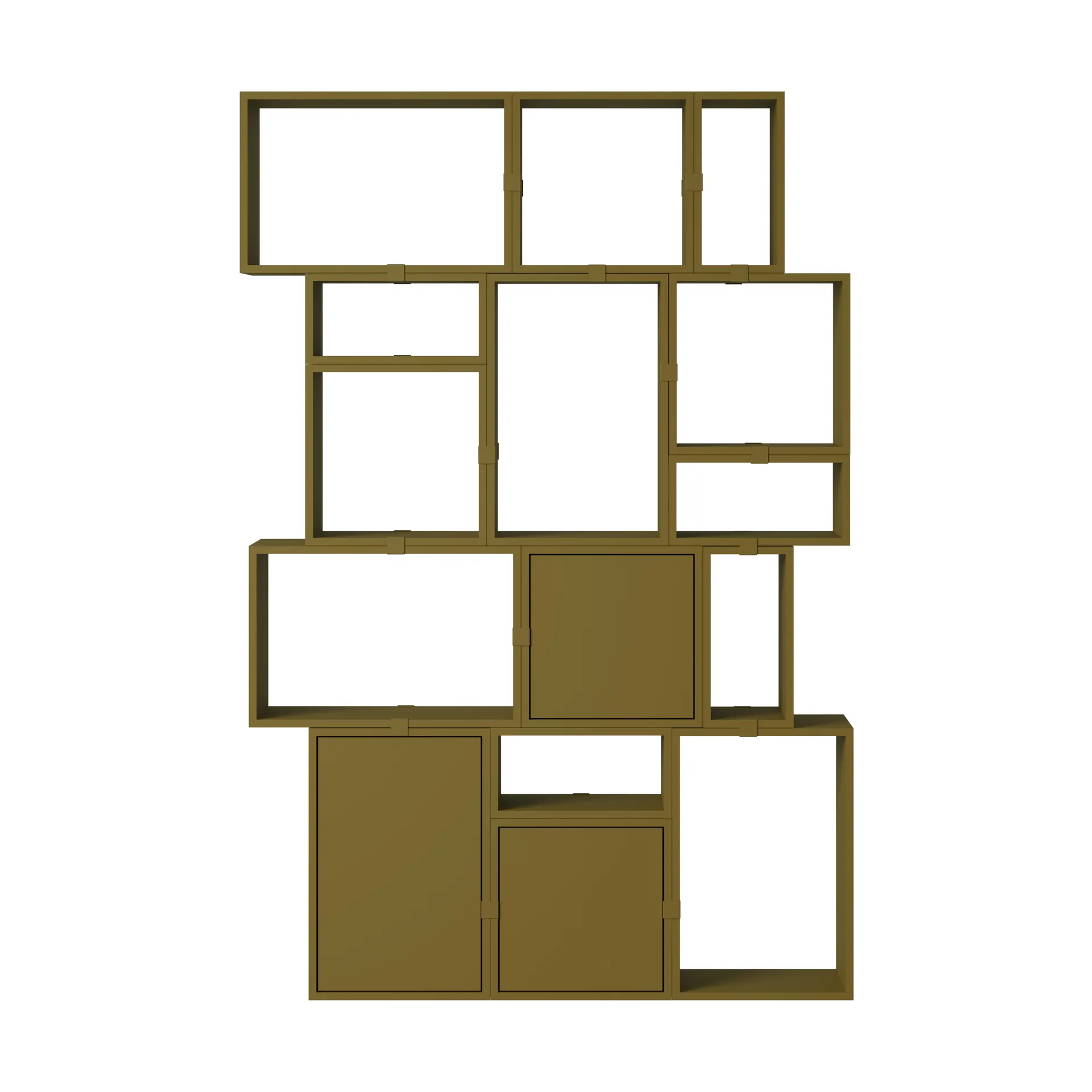 Muuto Stacked säilytysjärjestelmä kirjahylly kokoonpano 2 Ruskeanvihreä