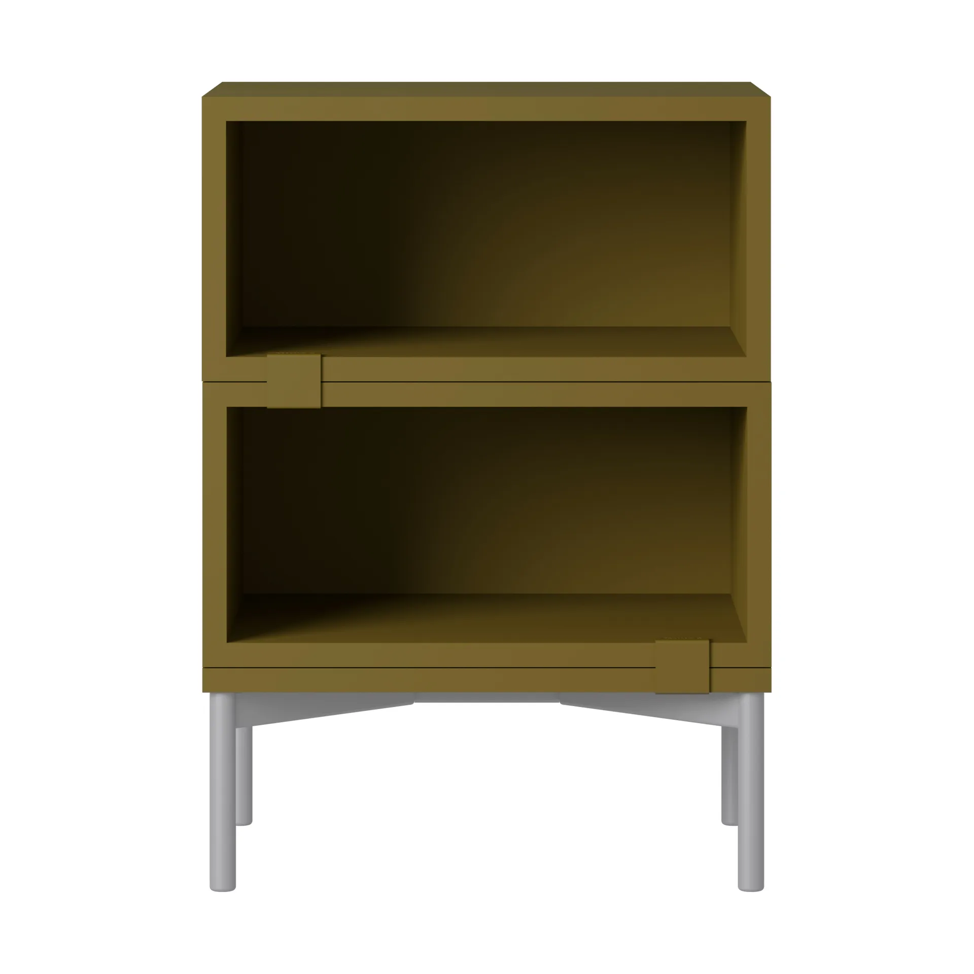Muuto Stacked säilytysjärjestelmä yöpöytä kokoonpano 1 Ruskeanvihreä