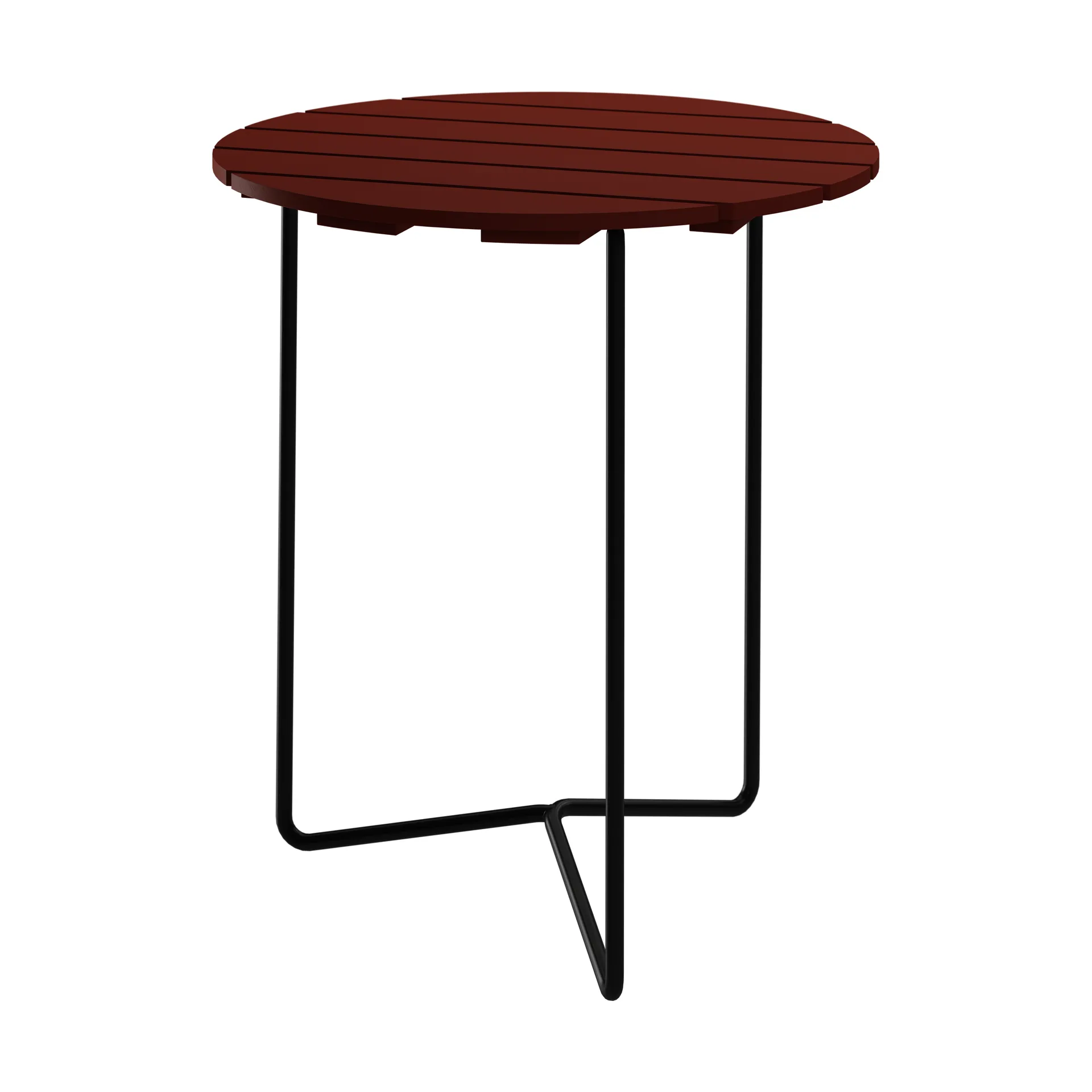 Grythyttan Stålmöbler Table 6B pöytä Tummanpunainen lakattu tammi musta jalusta, Ø60 cm
