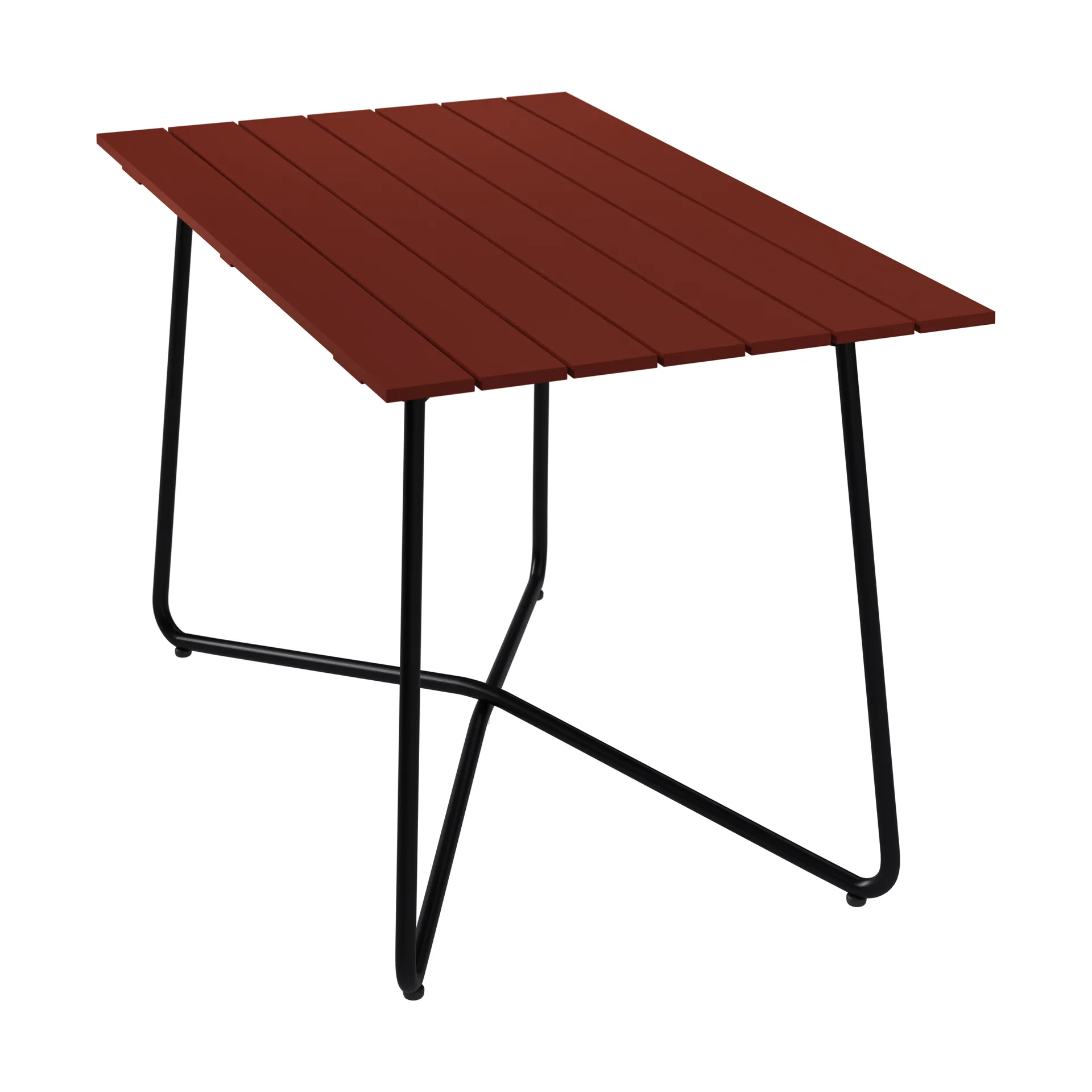 Grythyttan Stålmöbler B25A pöytä Tummanpunainen lakattu tammi musta teräsrunko, 120×70 cm