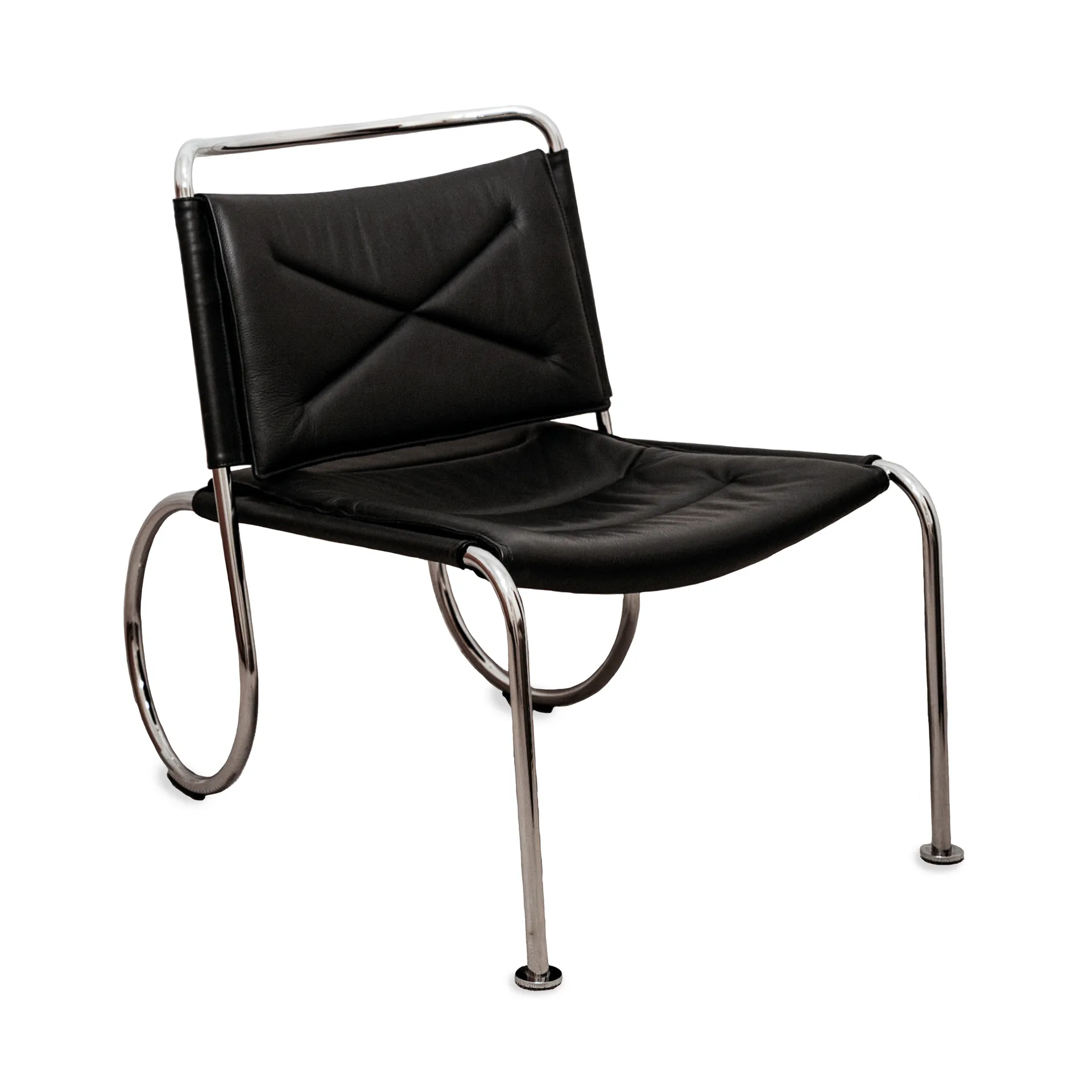 Lammhults Corso easy chair tuoli Elmo Nordic nahka musta kromi