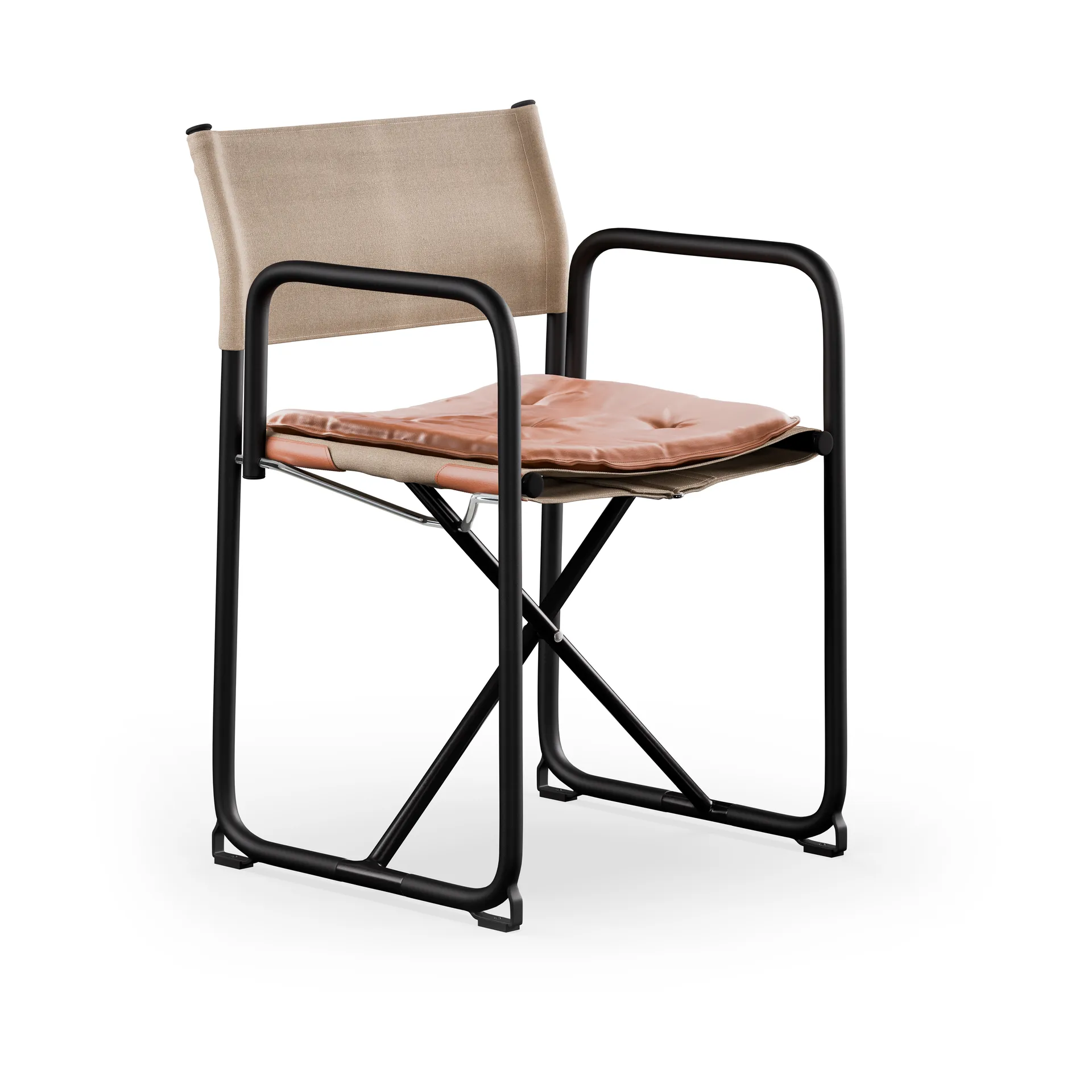 Lammhults X75-2 käsinojatuoli Pellavakangas natural-Elmo Nordic leather Cognac-mustat jalat