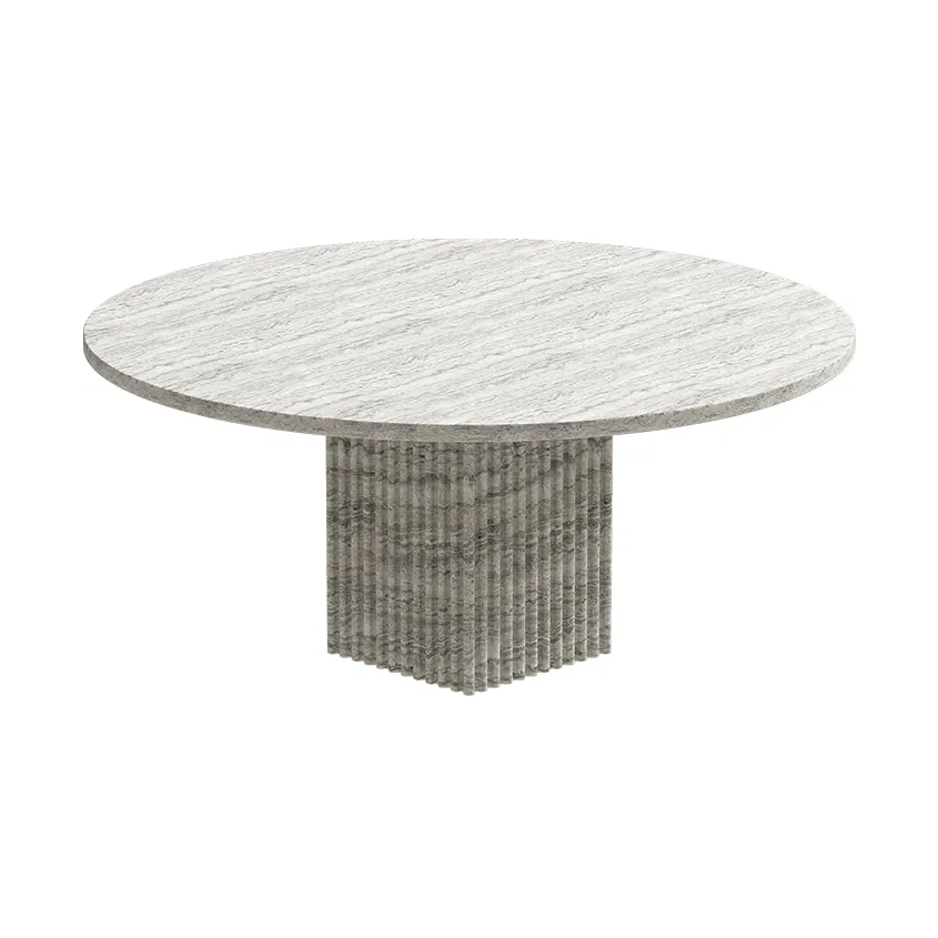 NORR11 Soho sohvapöytä Silver-travertiini, Ø80×35 cm